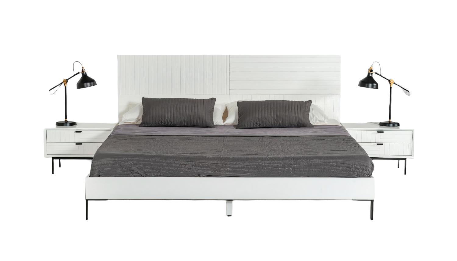 Contemporary, Modern Panel Bedroom Set Valencia VGMABR-76-BED-F-3pcs in Gray 