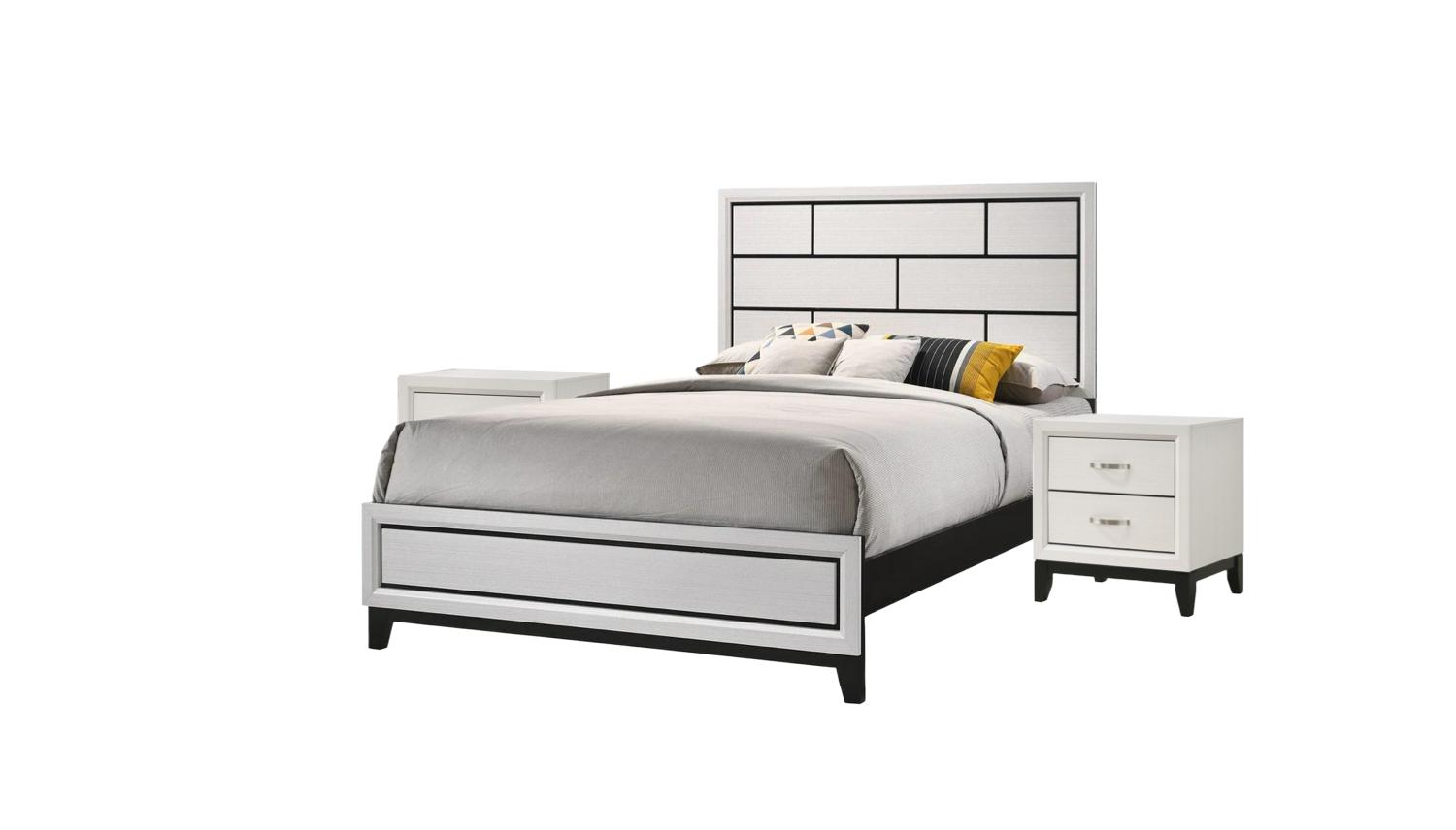 Contemporary, Simple Panel Bedroom Set Akerson B4610-CK-Bed-3pcs in White 