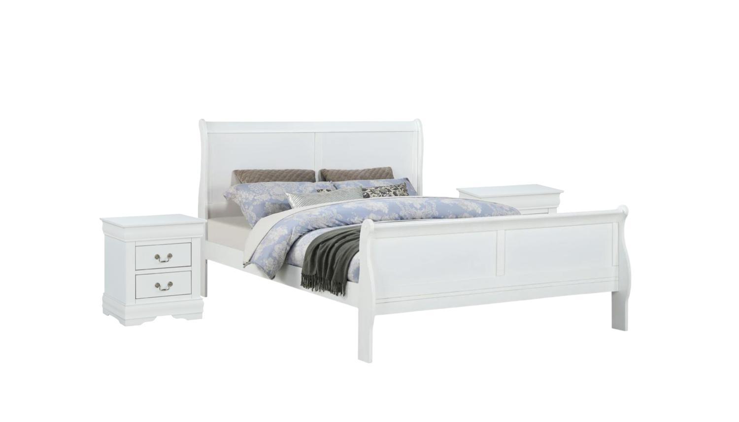 Contemporary, Simple Panel Bedroom Set Louis Philip B3650-K-Bed-3pcs in White 