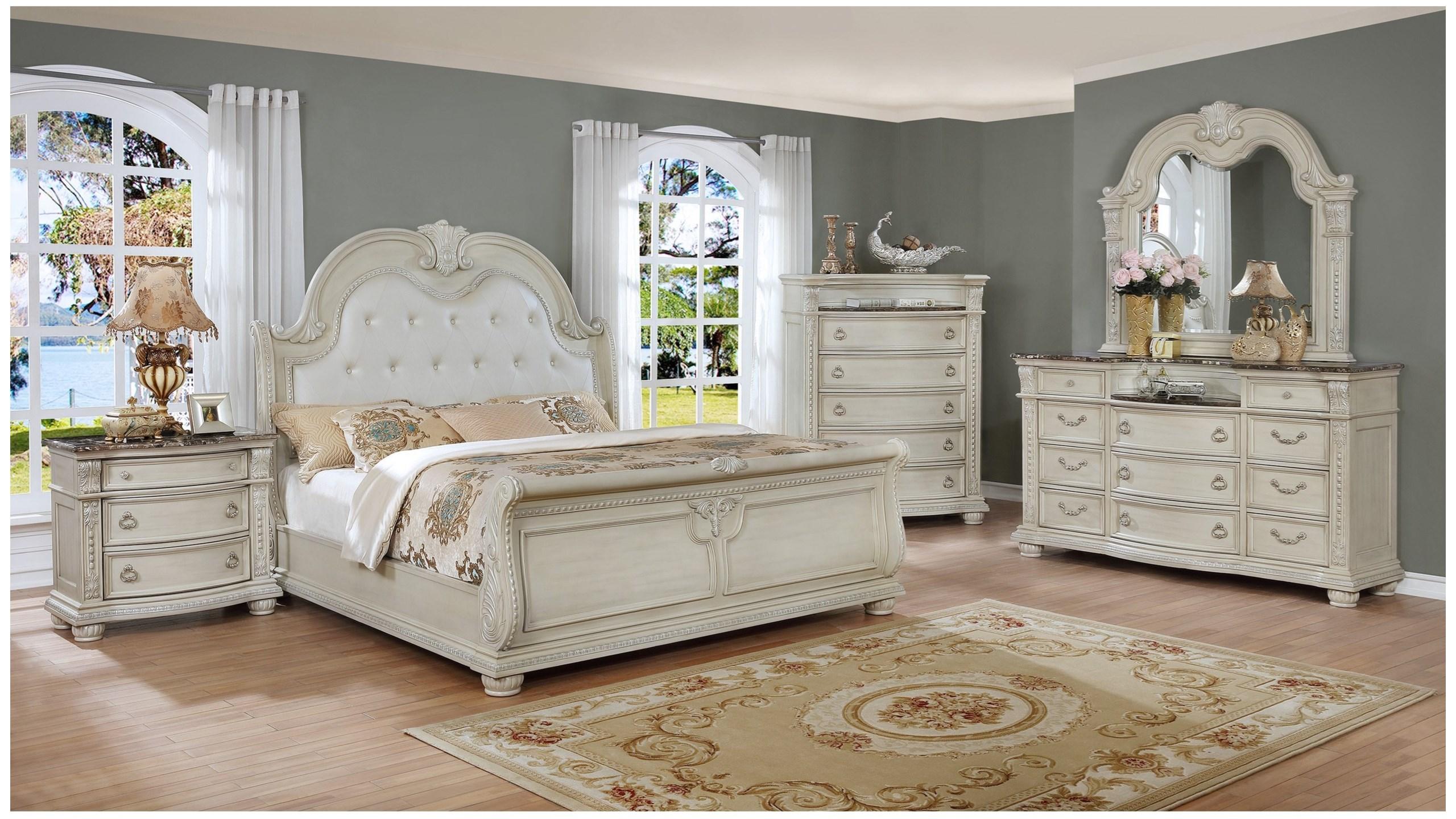 

    
White Panel Bedroom Set by Crown Mark Stanley B1630-K-Bed-5pcs
