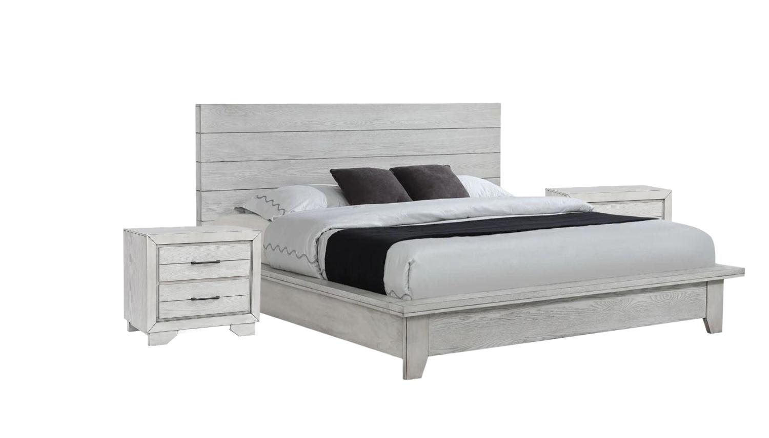 Modern, Transitional Panel Bedroom Set White Sands B8260-K-Bed-3pcs in White 