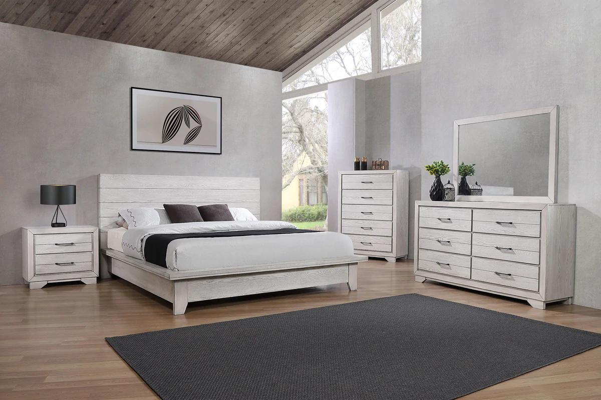 

    
White Panel Bedroom Set by Crown Mark White Sands B8260-K-Bed-6pcs
