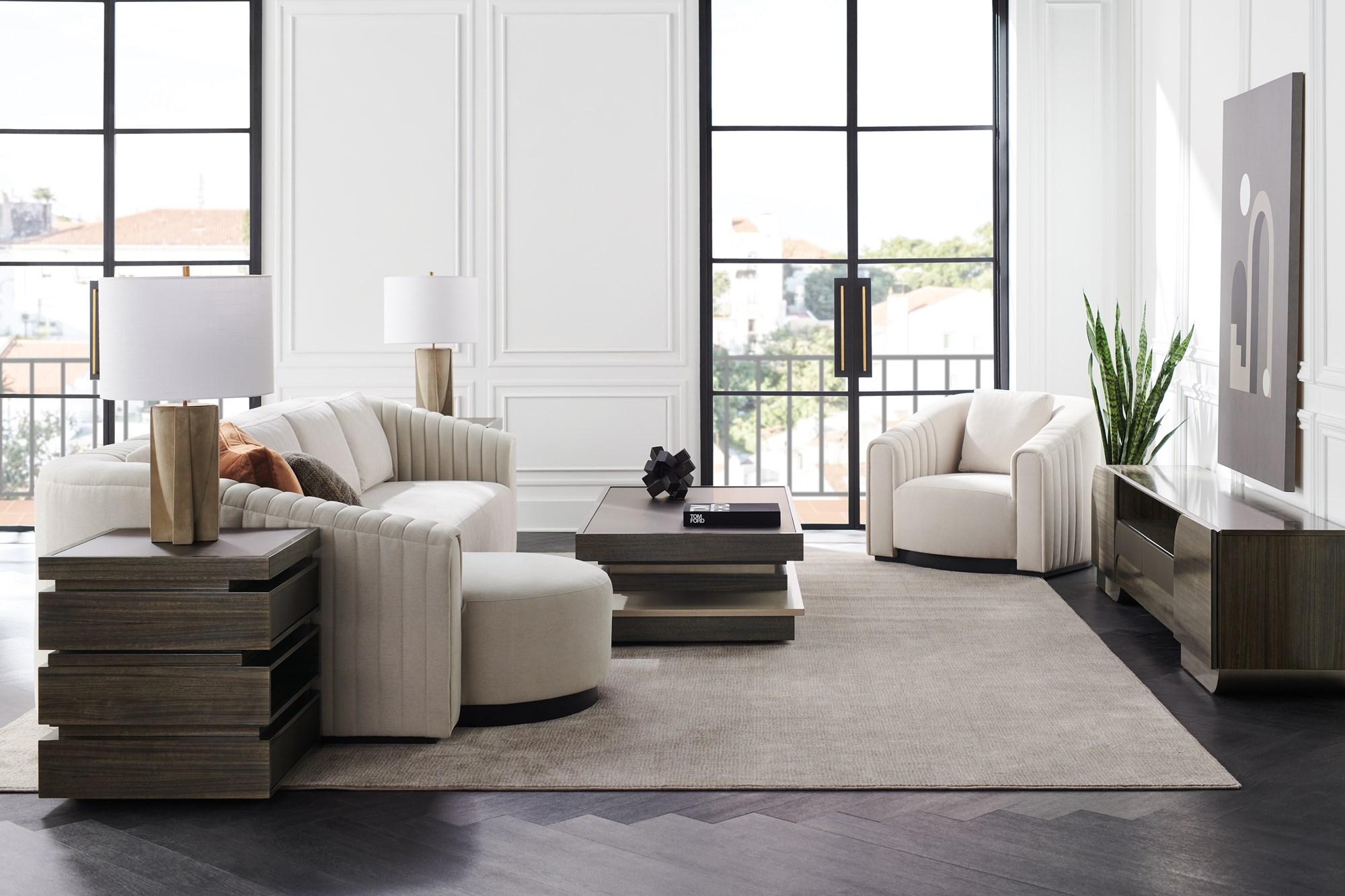 Contemporary Sectional Sofa and Chair LA MODA LA MODA-3PC SECTIONAL-Set-2 in White Fabric