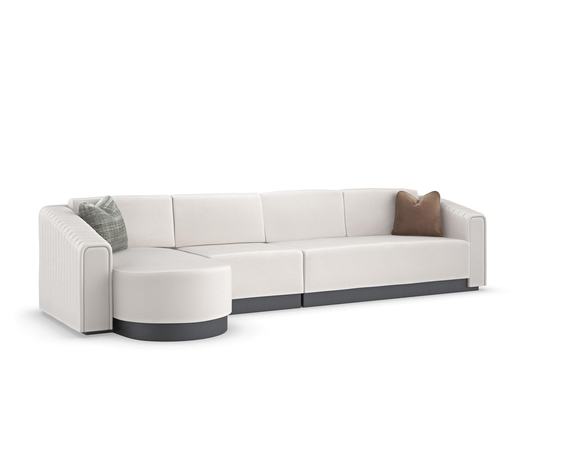 Contemporary Sectional Sofa LA MODA LA MODA-3PC SECTIONAL in White Fabric