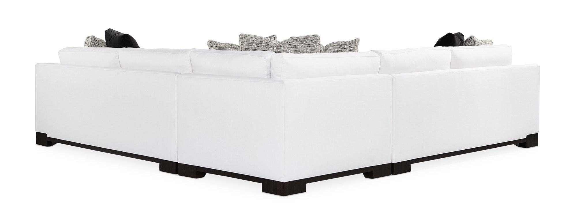 

    
White Performance Fabric & Midnight Terrain Block Feet Sectional 3Pcs REFRESH by Caracole
