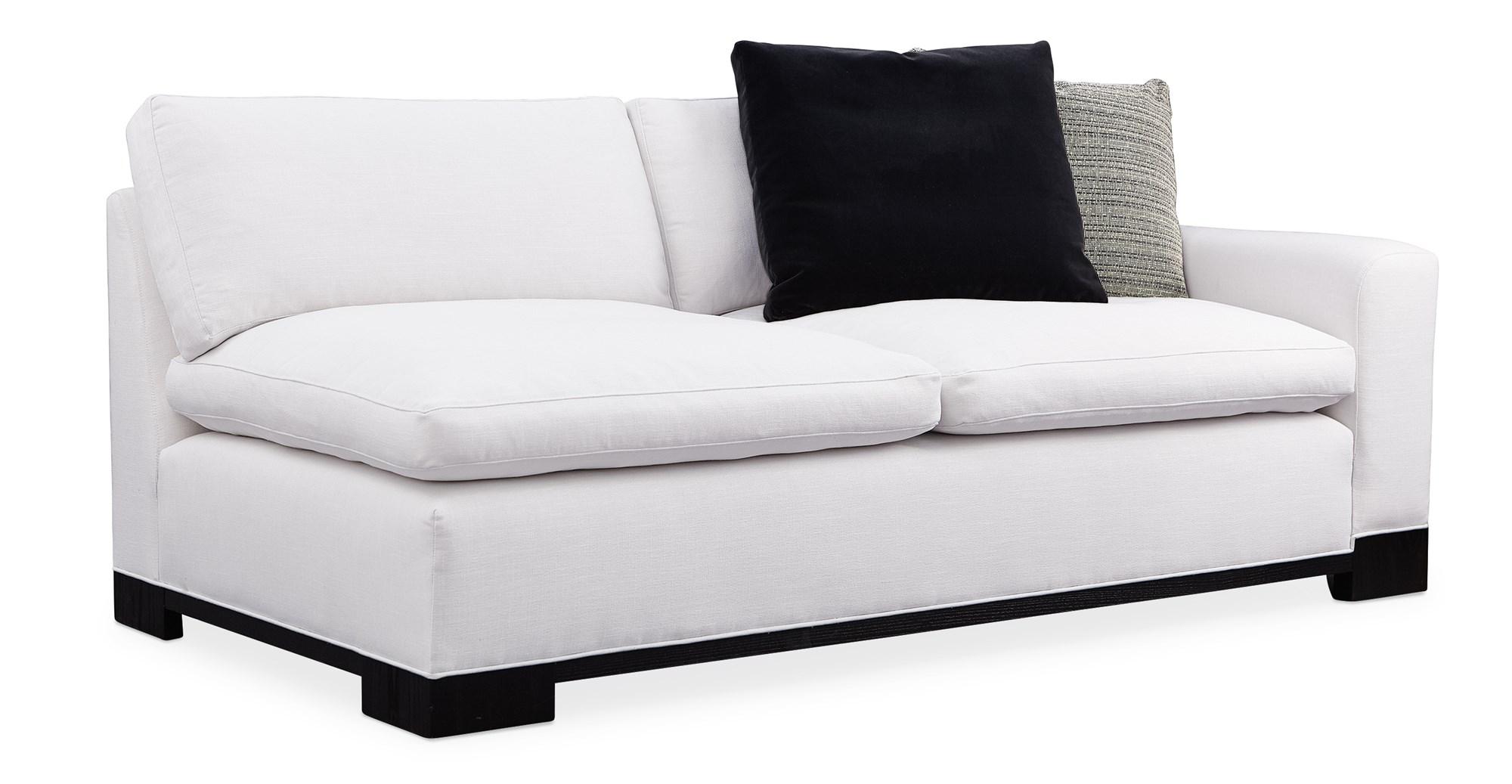 

    
 Photo  White Performance Fabric & Midnight Terrain Block Feet Sectional 5Pcs REFRESH by Caracole
