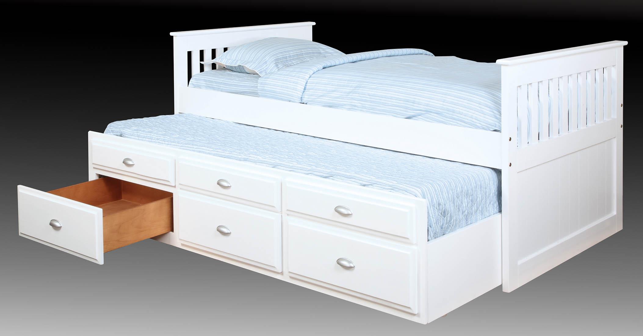 

    
White Pine Solid Captain's Twin Bed LOGANS 500 Bernards Modern Transitional
