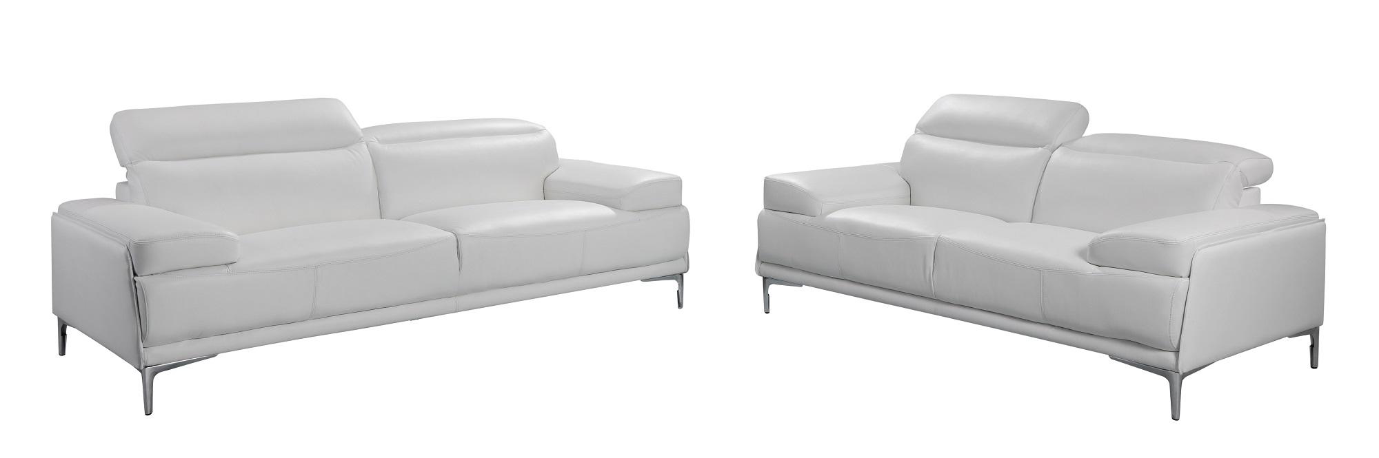 Modern Sofa and Loveseat Set Nicolo SKU 18984-Set-2 in White Leather