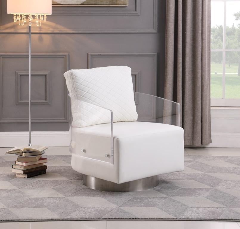 

    
White PU & Acrylic Accent Chairs and Ottomans Set 4 Pcs Modern Ciara by Chintaly Imports
