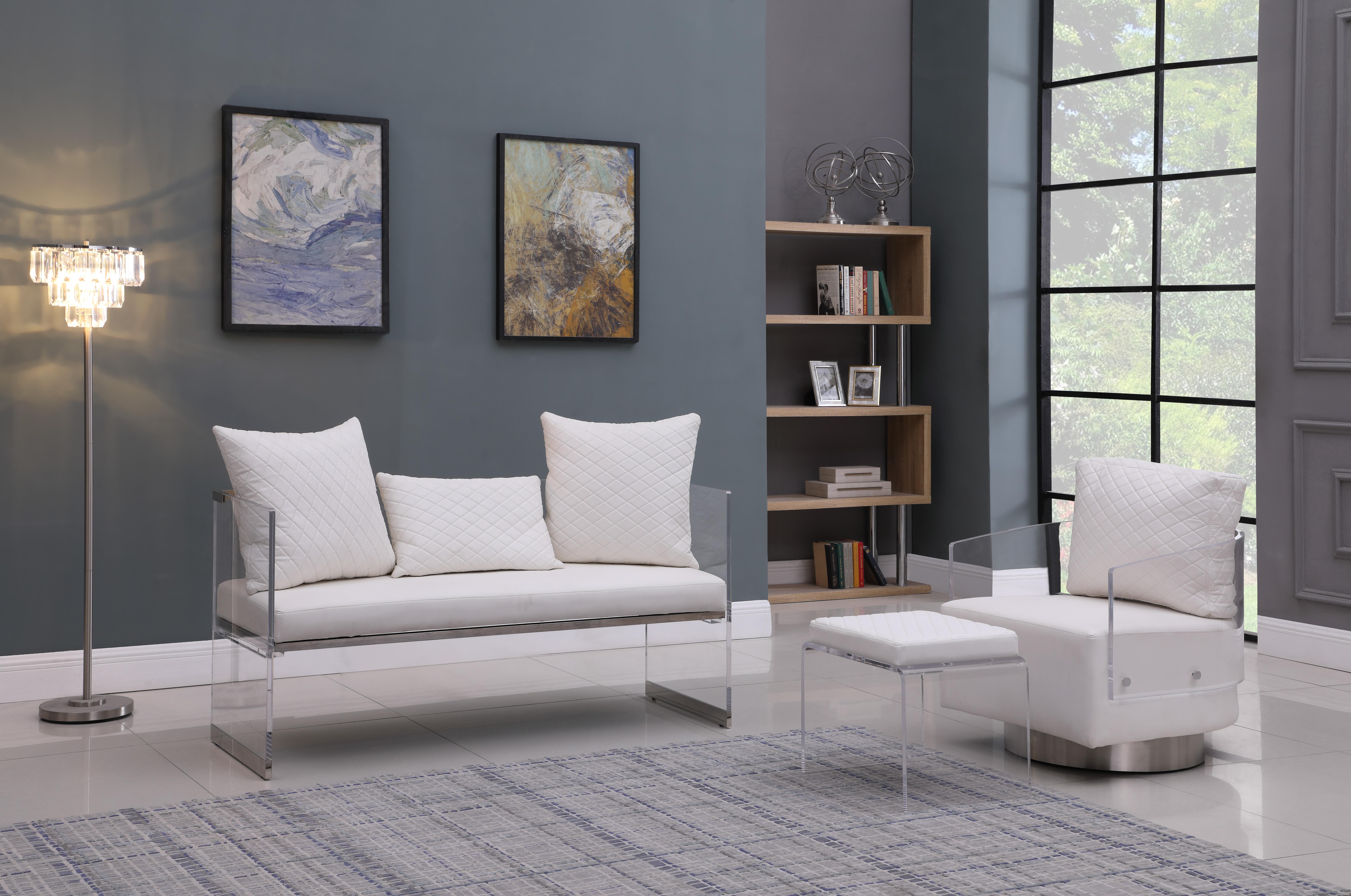 

    
White PU & Acrylic Living Room Set 3Pcs Modern Ciara by Chintaly Imports
