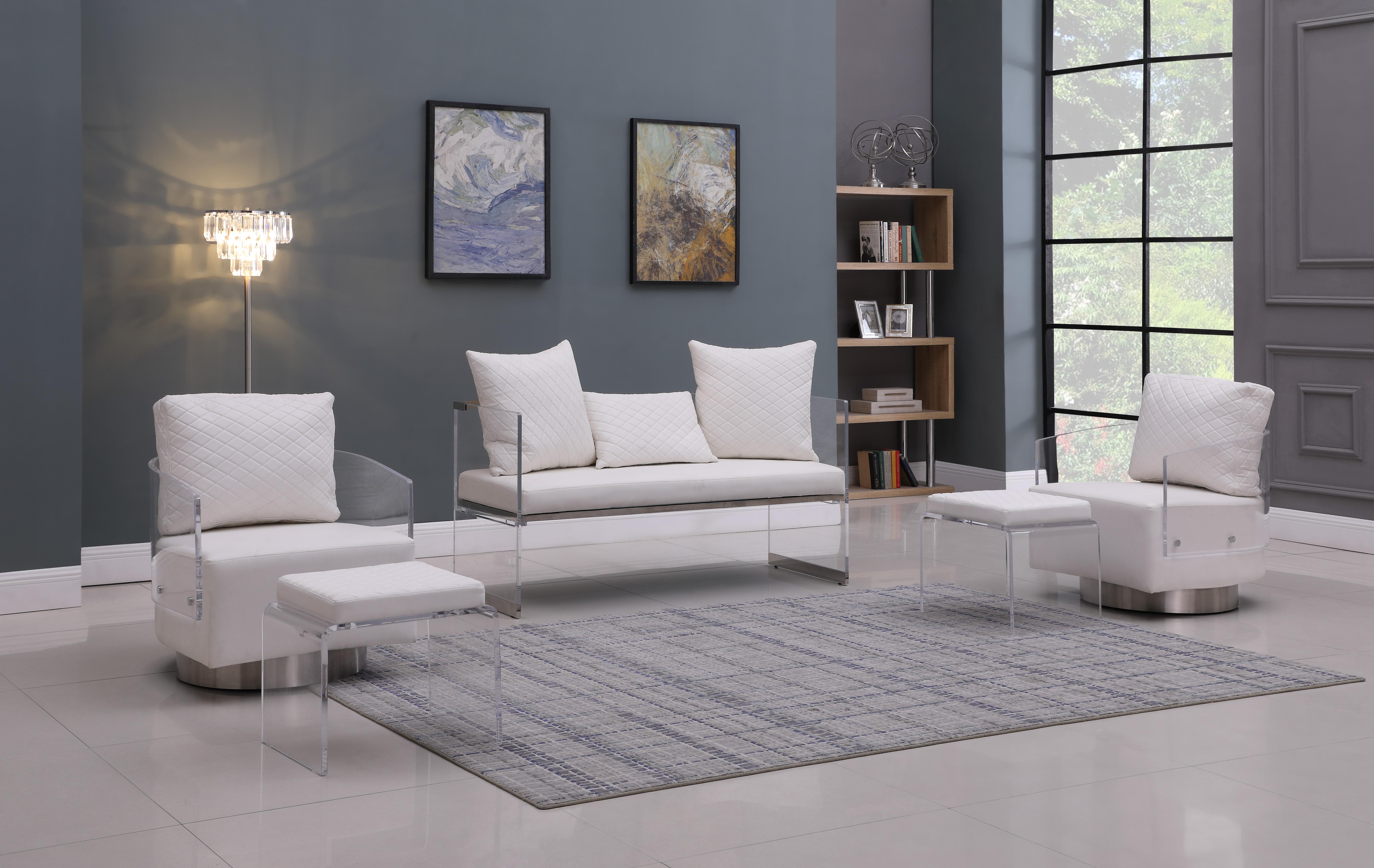 

    
CIARA-Set-5 White PU & Acrylic Living Room Set 5Pcs Modern Ciara by Chintaly Imports
