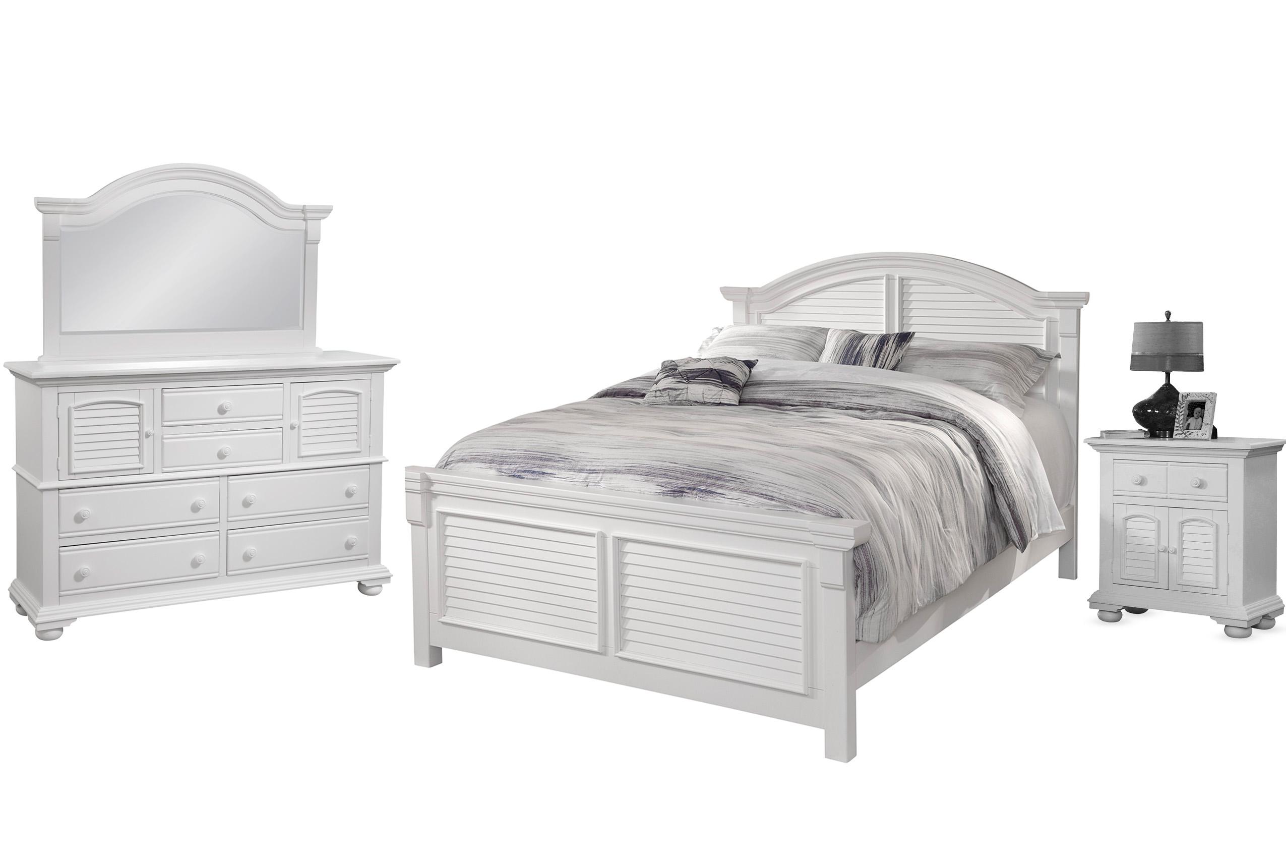 Classic, Traditional, Cottage Panel Bedroom Set COTTAGE 6510-50PAN 6510-QARPN-4PC-Big Way in White 