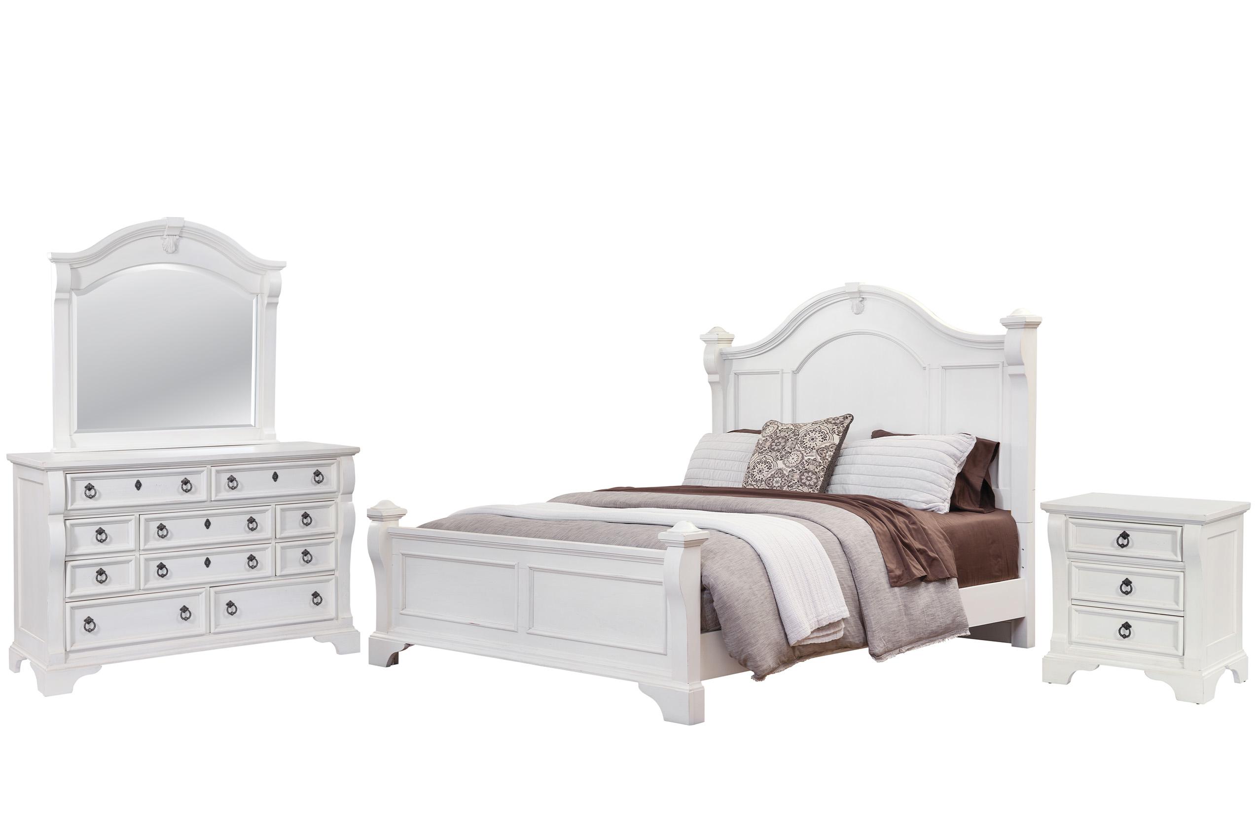 

    
White Queen Bed Set 4Pcs HEIRLOOM 2910-QPOPO-4PC American Woodcrafters Classic
