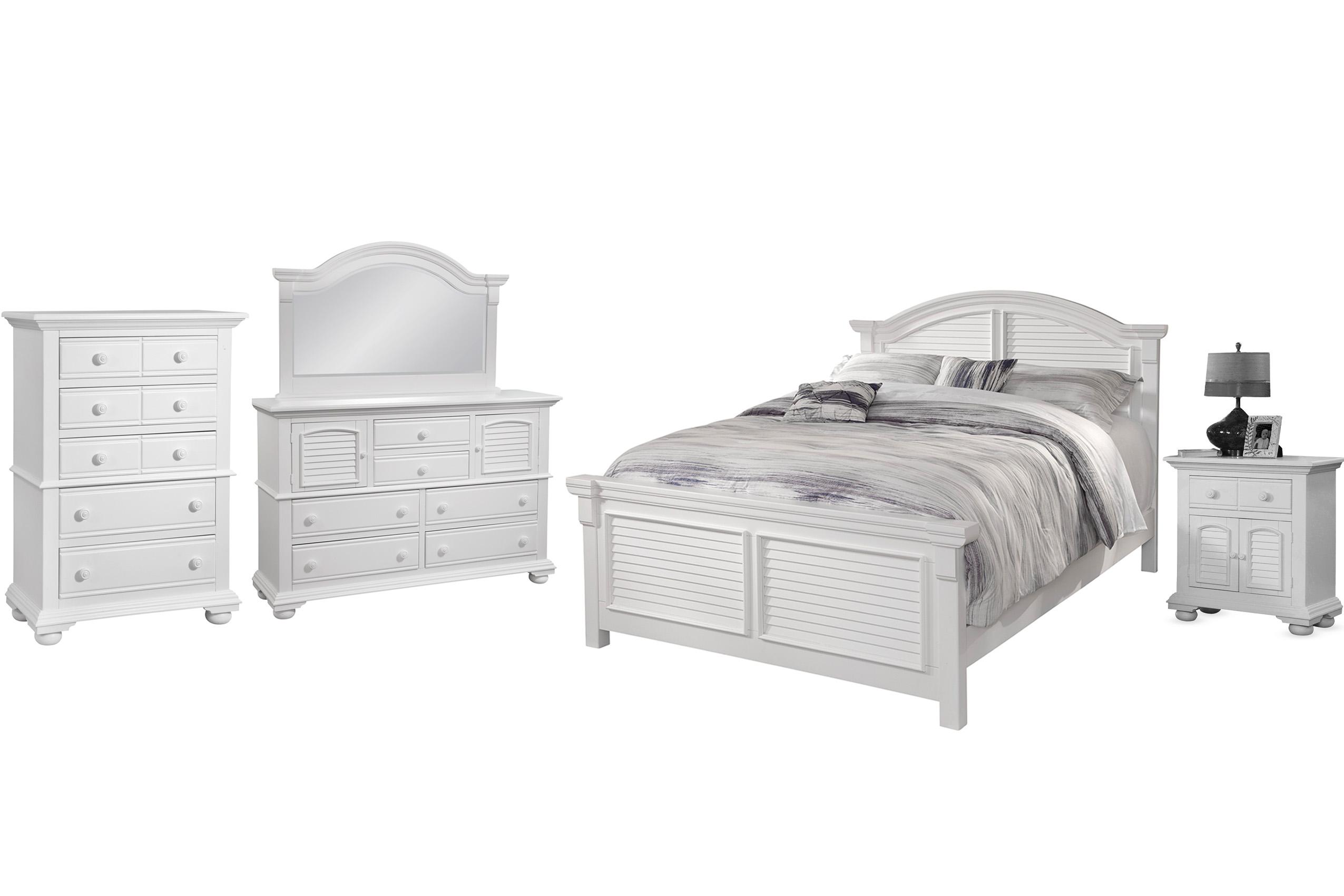 Classic, Traditional, Cottage Panel Bedroom Set COTTAGE 6510-50PAN 6510-QARPN-5PC-Big Way in White 