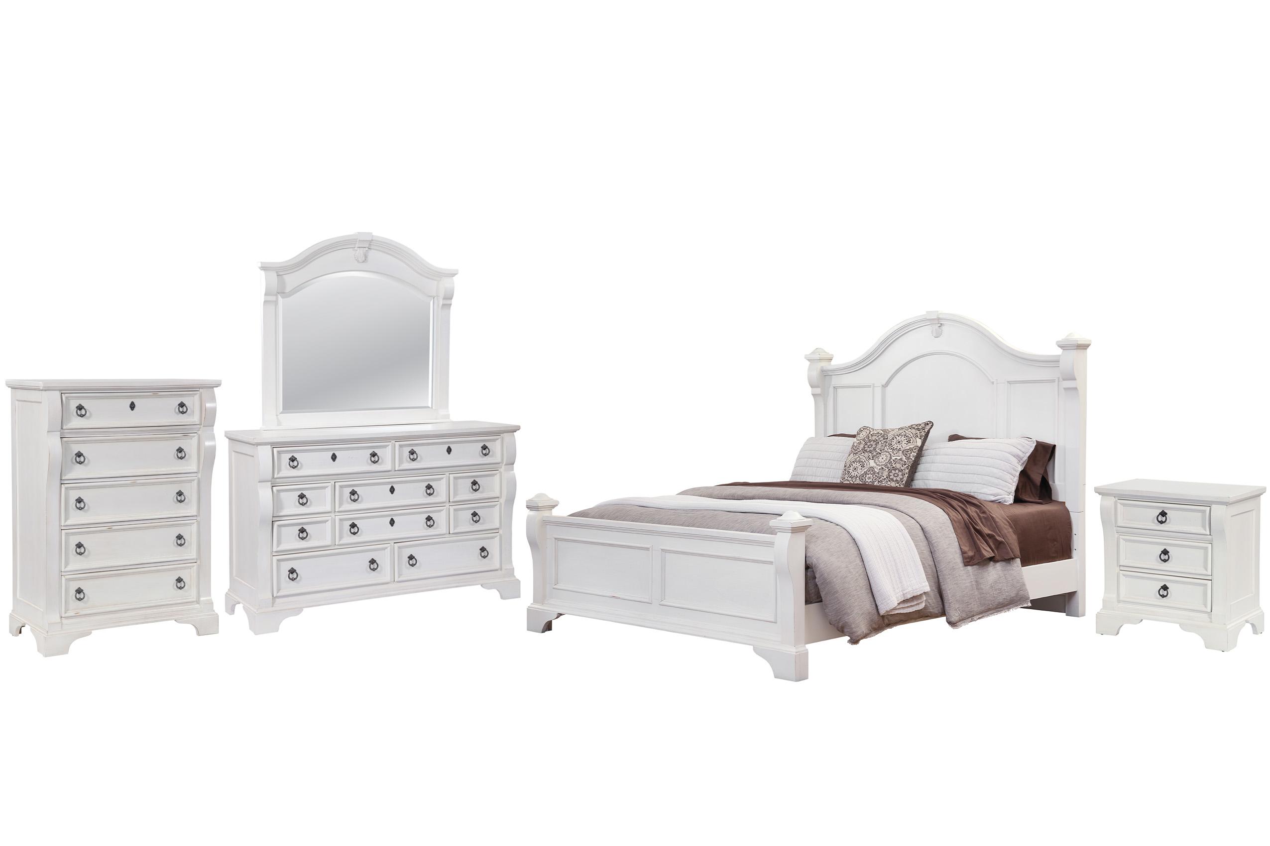 Classic, Traditional, Cottage Poster Bedroom Set HEIRLOOM 2910-50POS 2910-QPOPO-5PC in White 