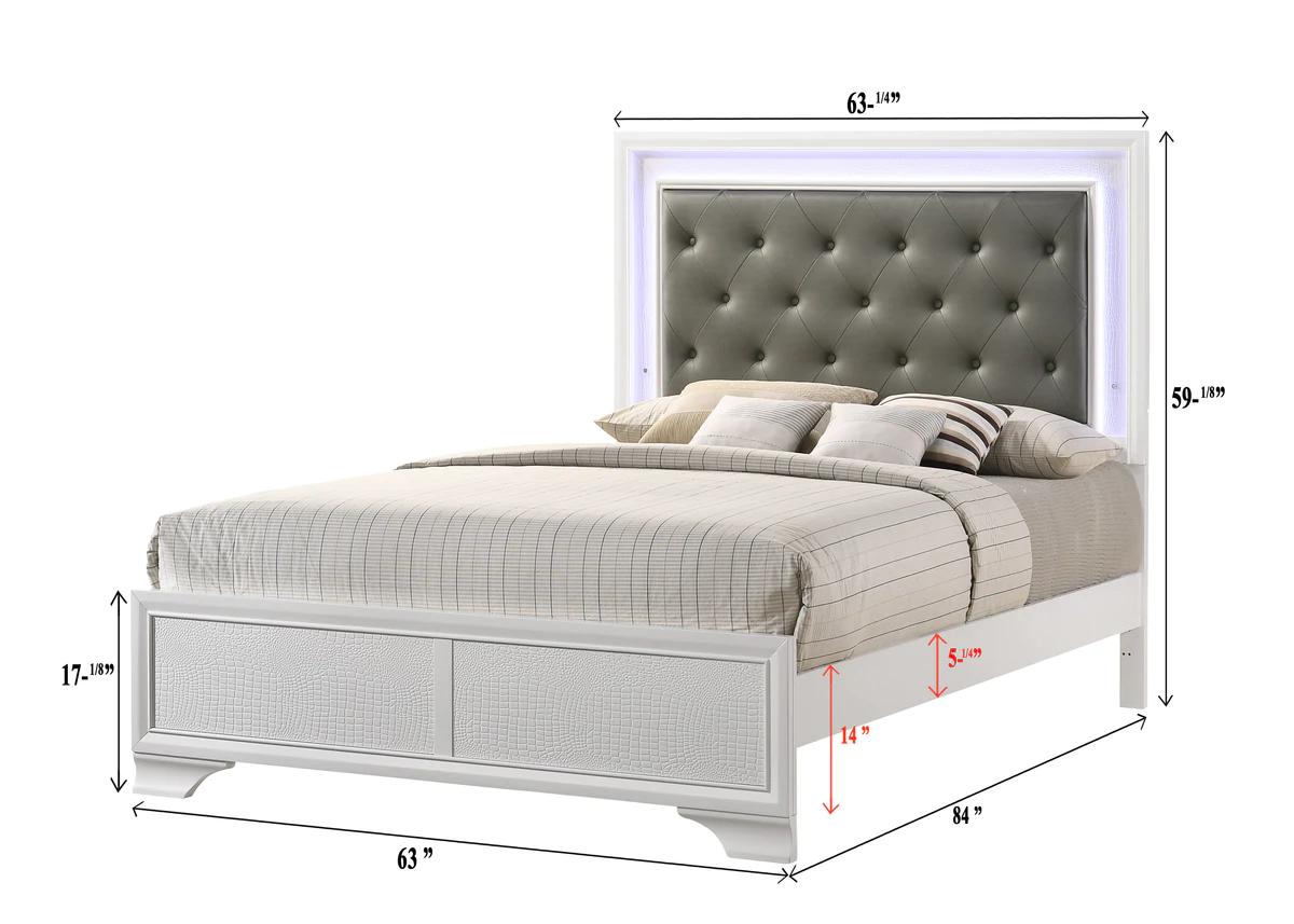 

    
White Queen Size Bed w/ LED Lights by Crown Mark Lyssa B4310-Q-Bed
