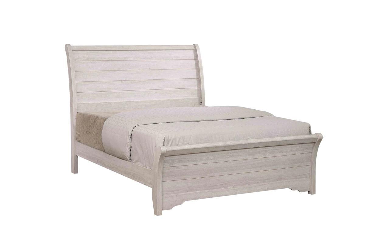 Traditional, Rustic Panel Bed Coralee B8130-Q-Bed in White 