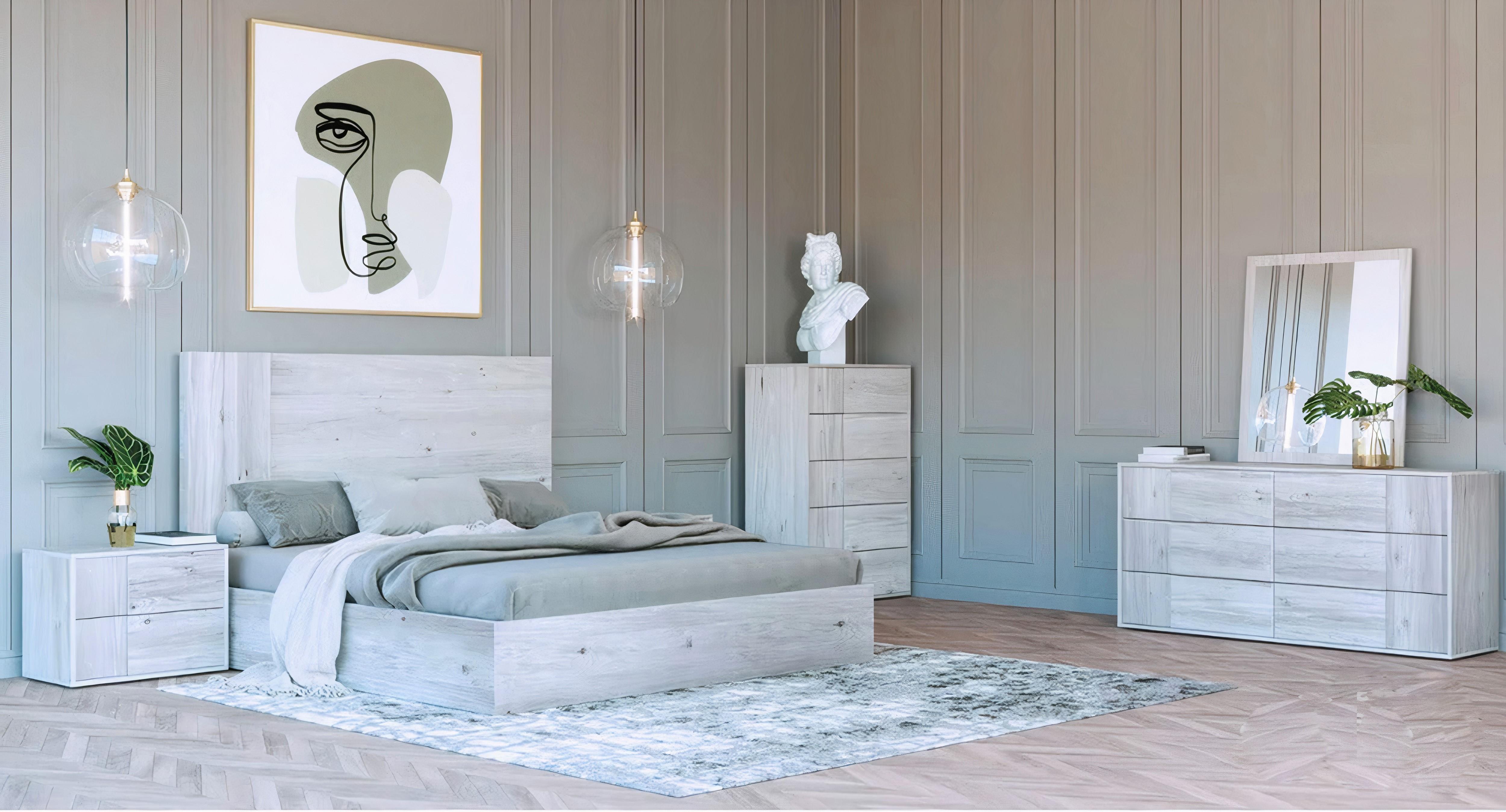 Contemporary, Modern Panel Bedroom Set Asus VGACASUS-WHT-SET-Q-5pcs in White 