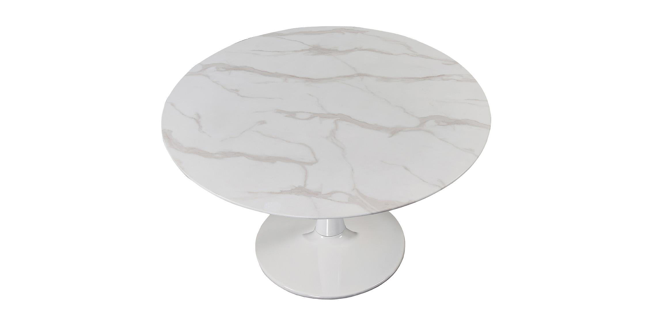 

    
White Round Faux Marble Dining Table TULIP 48" 978-T Meridian Contemporary
