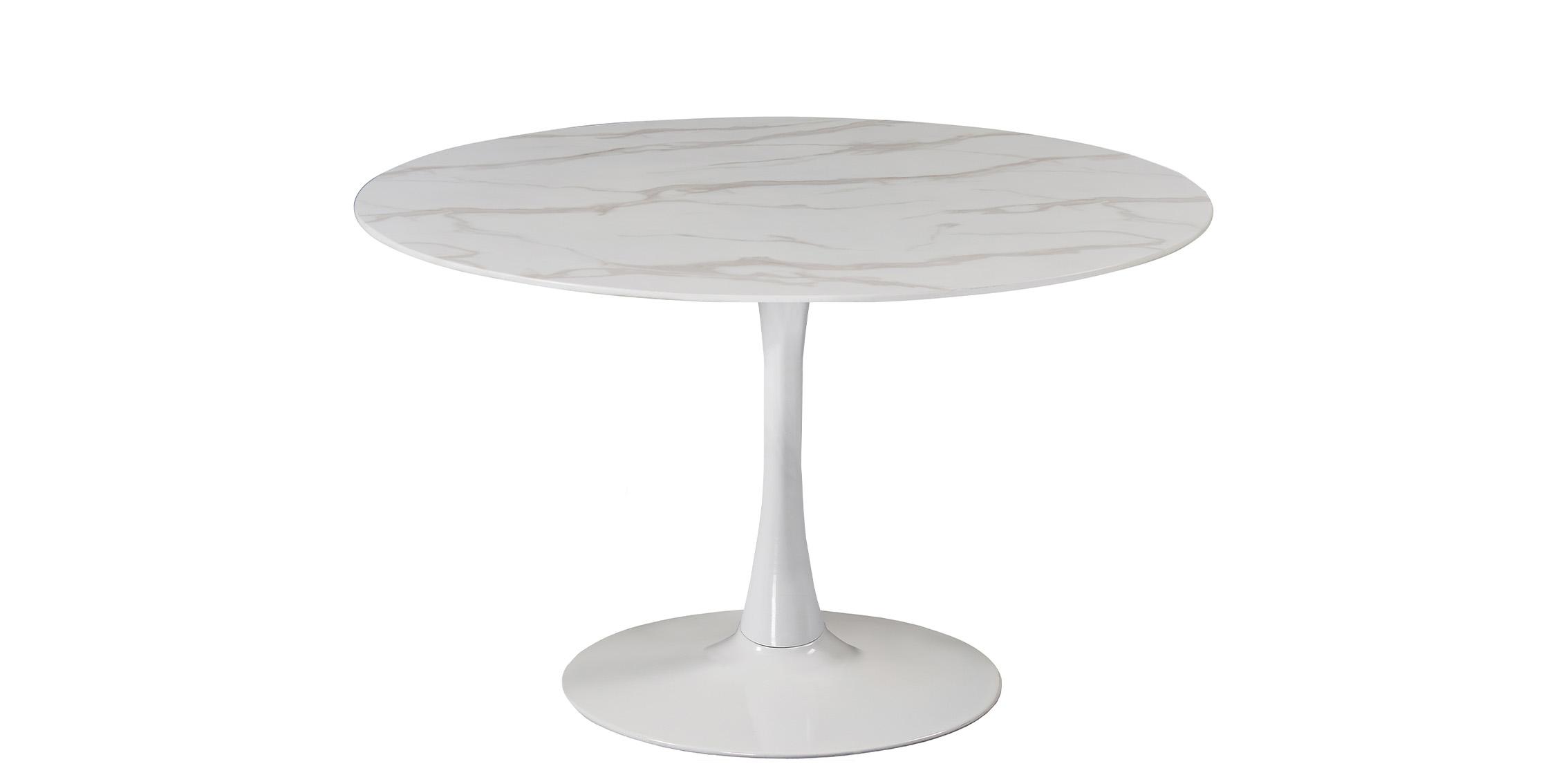 

    
White Round Faux Marble Dining Table TULIP 48" 978-T Meridian Contemporary
