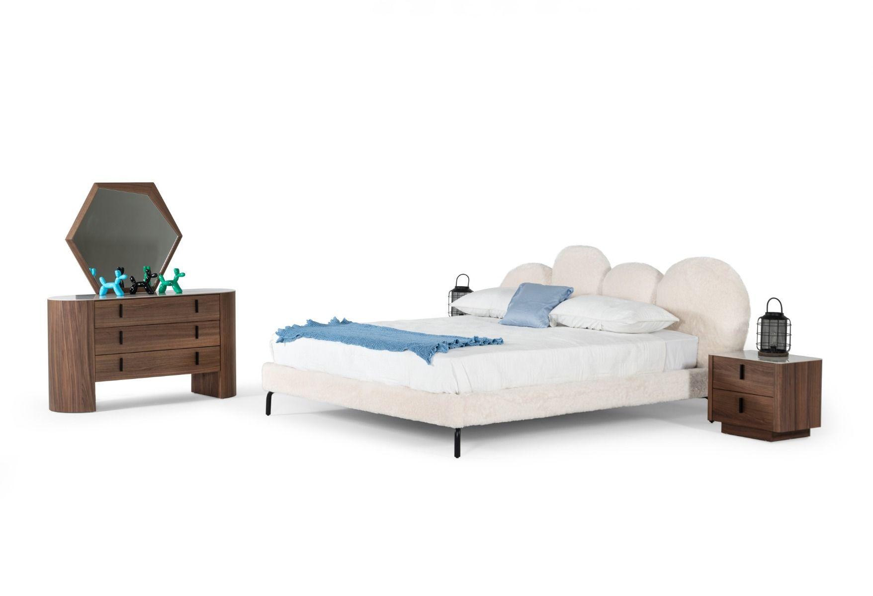 Modern, Casual Panel Bedroom Set Destiny VGODZW-20104-WHT-BED-K-5pcs in White, Brown 
