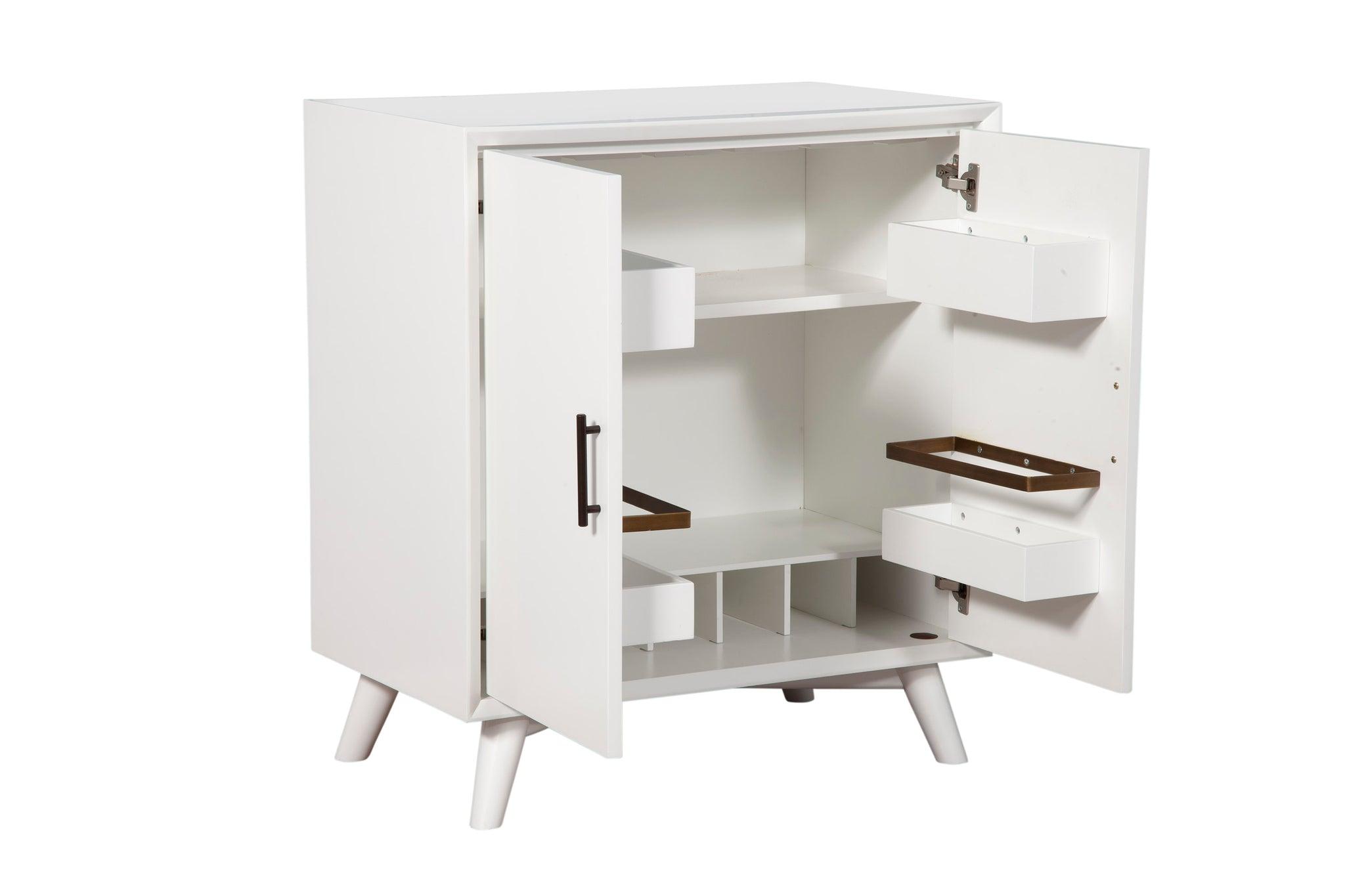 

    
White Small Bar Cabinet Flynn ALPINE Mid Century Modern Contemporary
