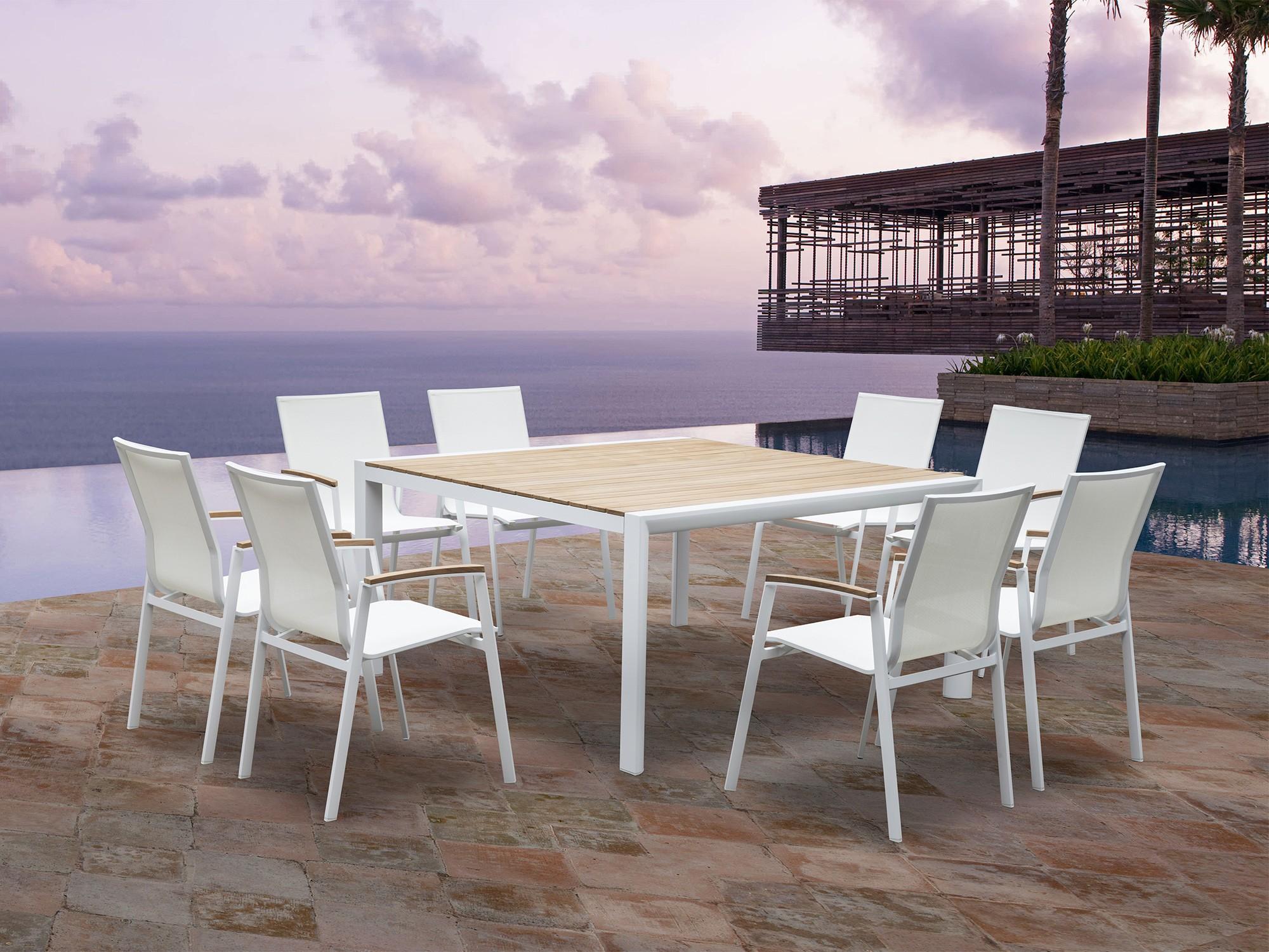 

    
Outdoor Dining Set 5Pcs White Teak Wood Square Top WhiteLine Cannes DT1535S-WHT
