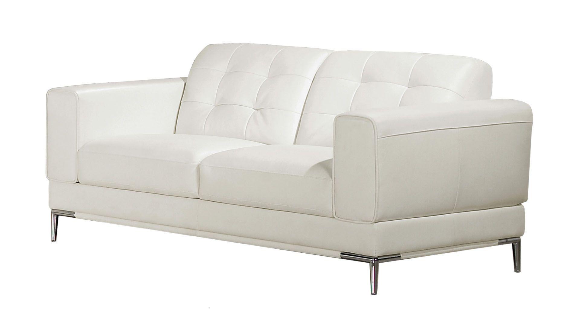 Contemporary, Modern Loveseat EK003-W-LS EK003-W-LS in White Italian Leather
