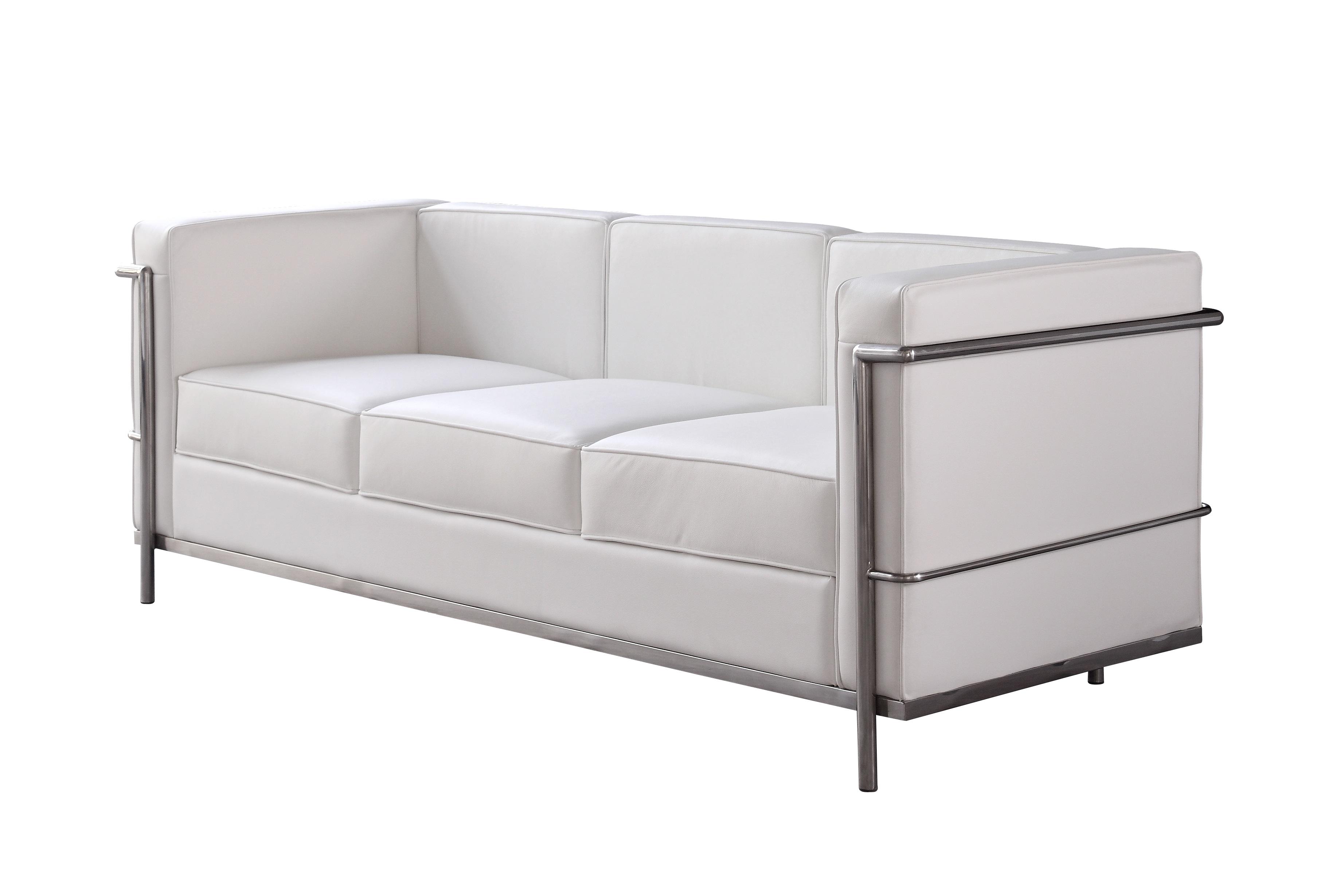 Modern Sofa Cour SKU 176551-S-W in White Leather