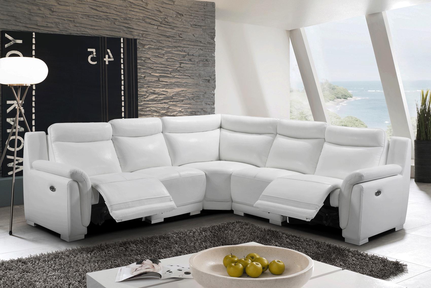 

    
2931-Sectional White Top Grain Leather 2931 Sectional w/2 Electric Recliners ESF Contemporary
