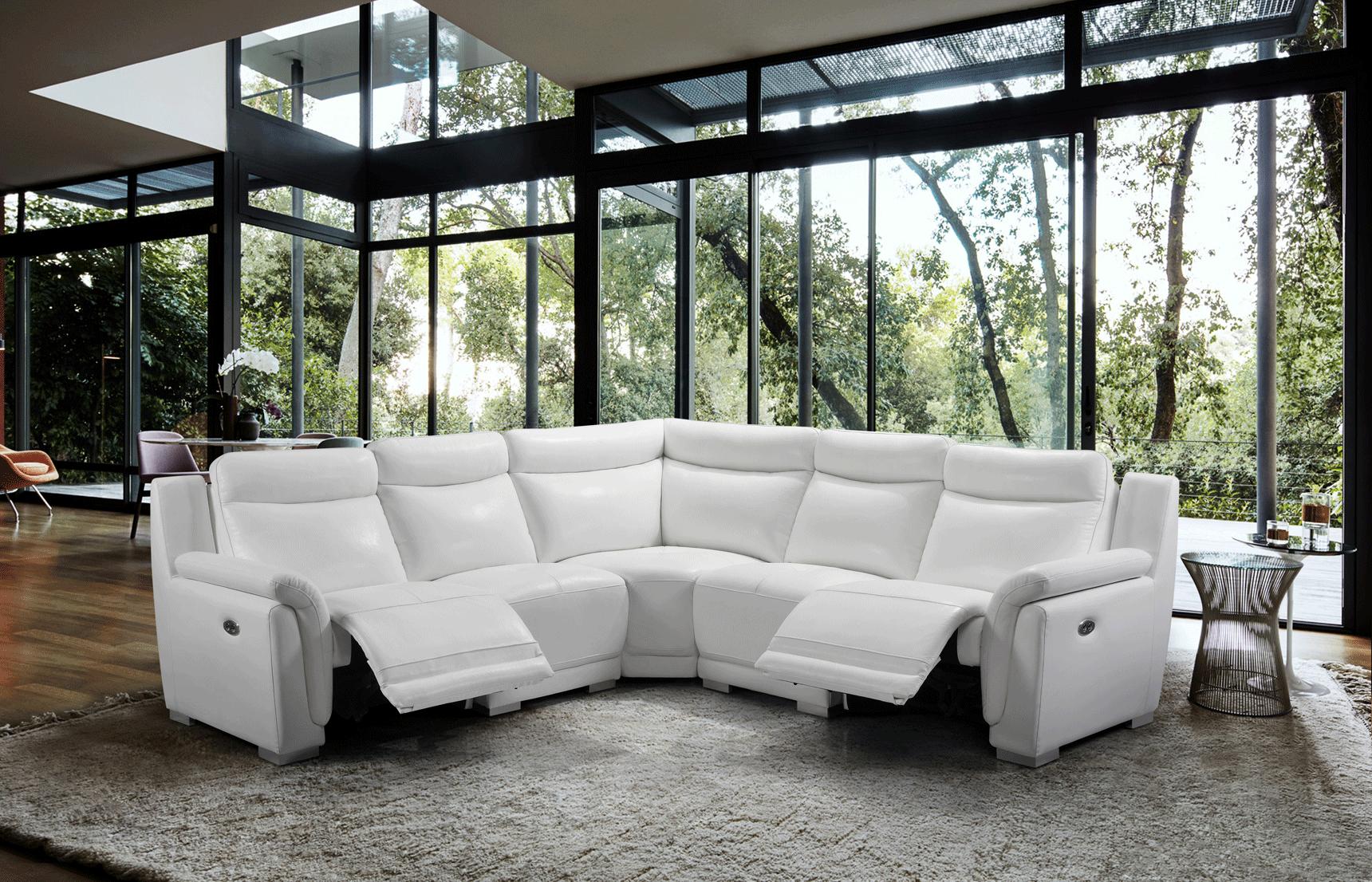 

                    
Buy White Top Grain Leather 2931 Sectional w/2 Electric Recliners ESF Contemporary
