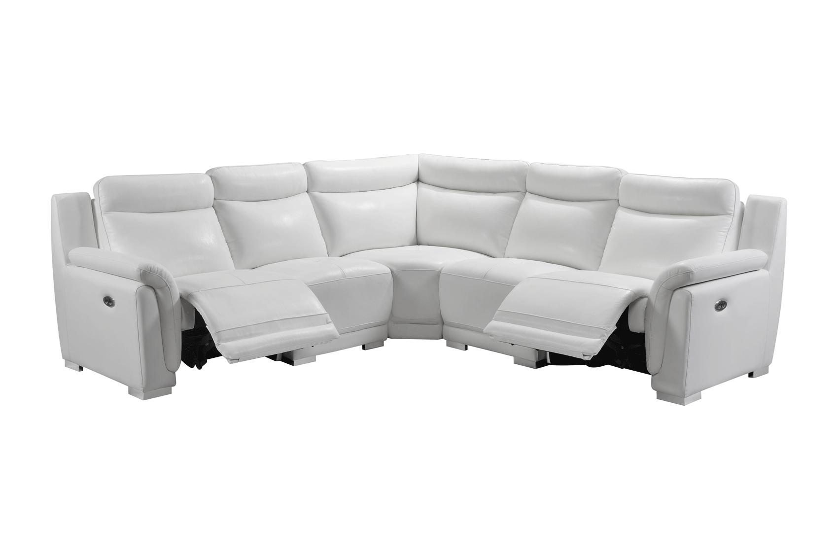 

    
White Top Grain Leather 2931 Sectional w/2 Electric Recliners ESF Contemporary
