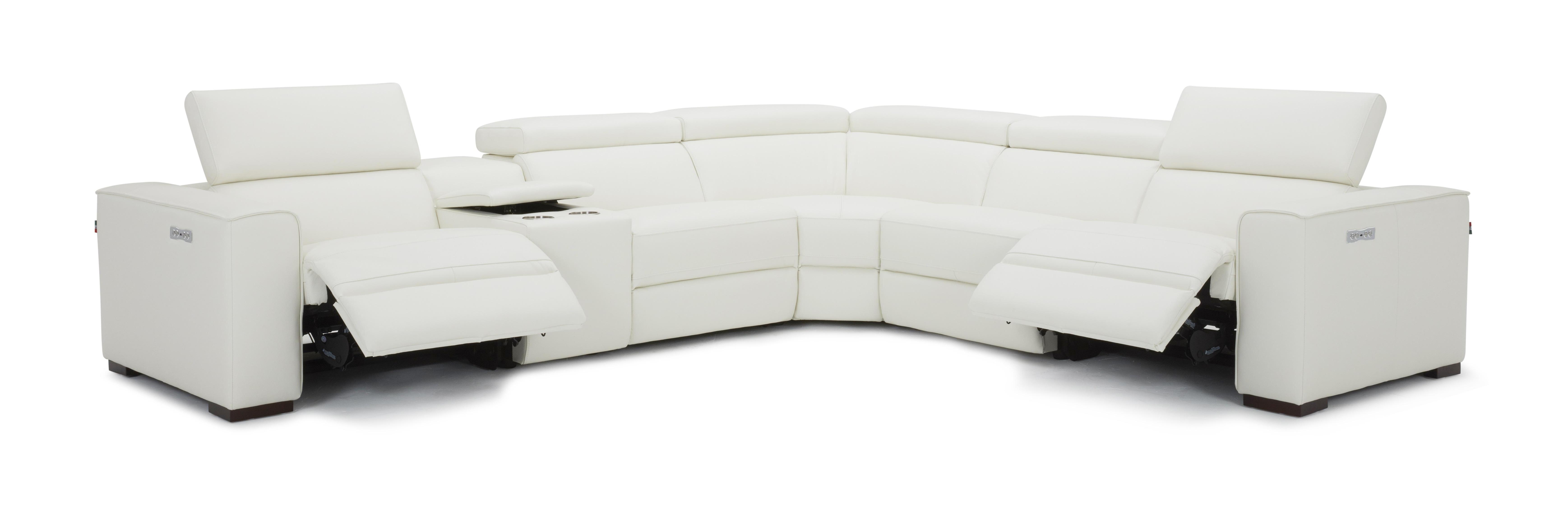 Contemporary Reclining Sectional Picasso SKU18865-W in White Top grain leather