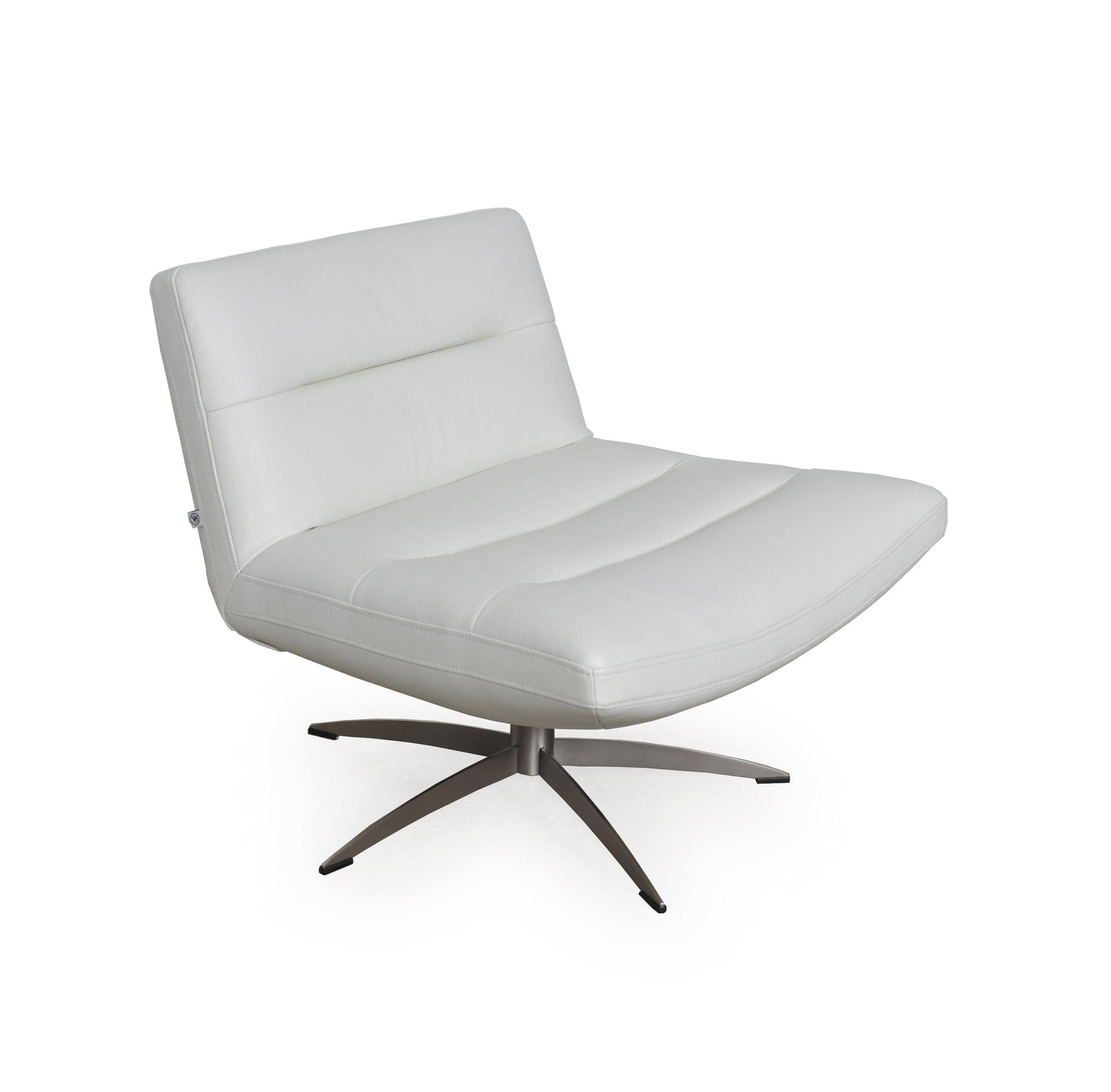 Modern Swivel Chair Alfio 580 58006B1296 in White Top grain leather