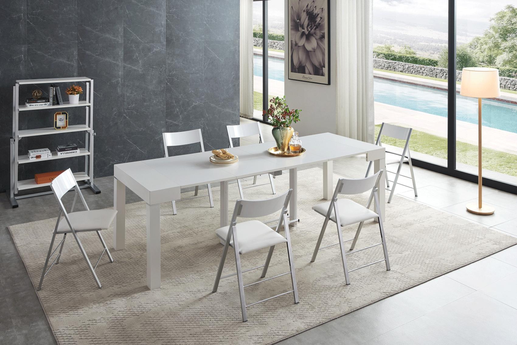 

    
White Transformer Console/Dining Table Set 5P 2241 ESF Made in Italy Modern
