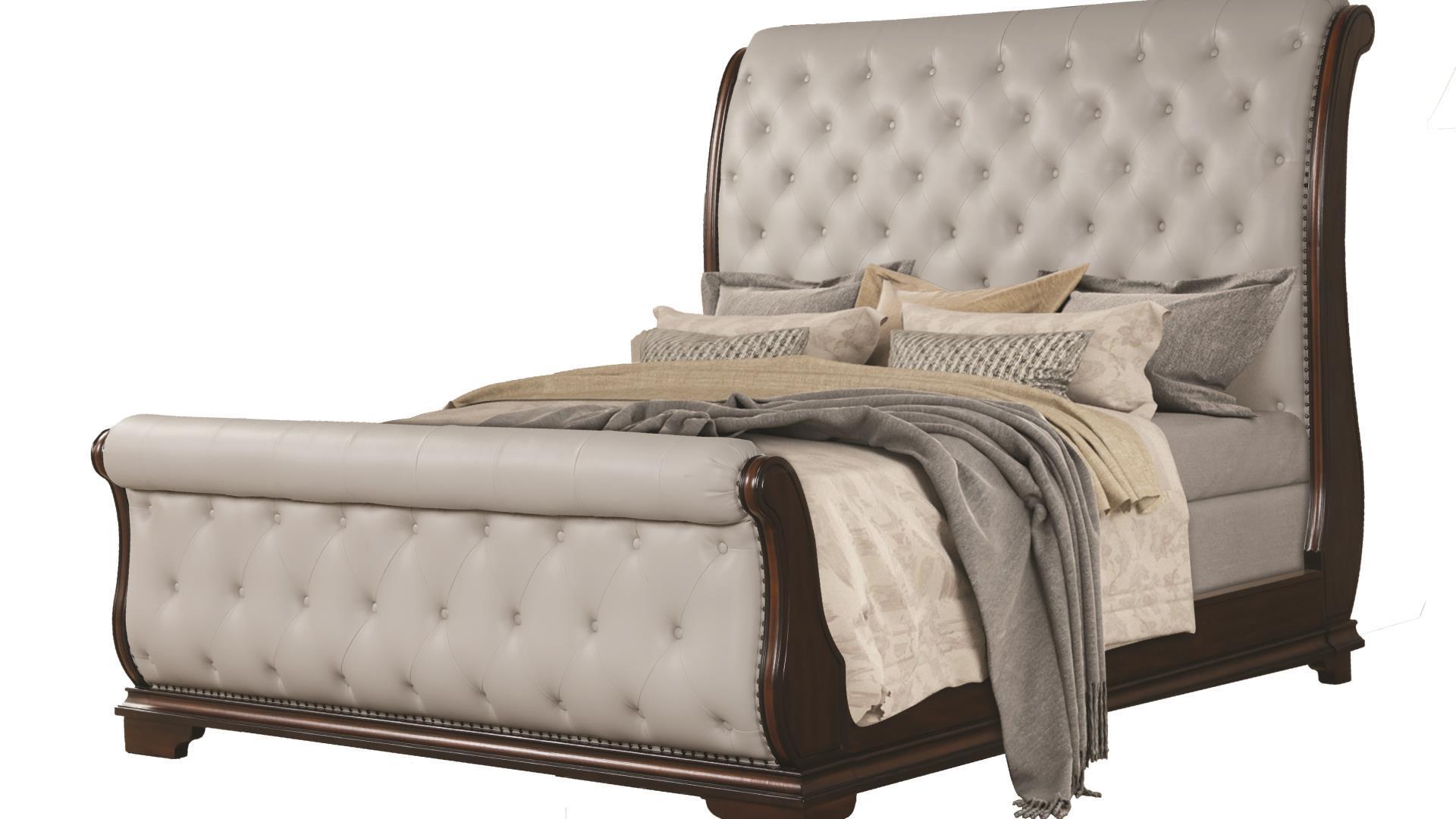 

    
White Tufted Sleigh Queen Bedroom Set 5P MONTAGE Galaxy Home Traditional Classic

