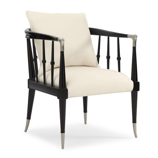 

    
White Upholstery Tuxedo Black Finish Accent Chair BLACK BEAUTY by Caracole
