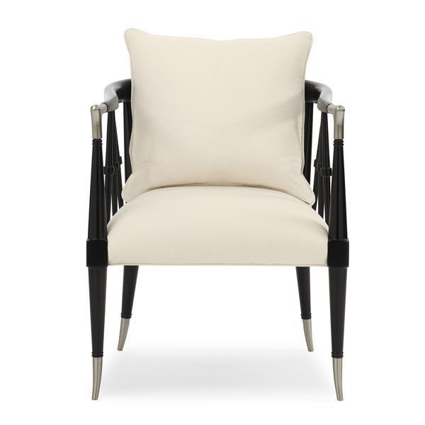 

    
White Upholstery Tuxedo Black Finish Accent Chair BLACK BEAUTY by Caracole
