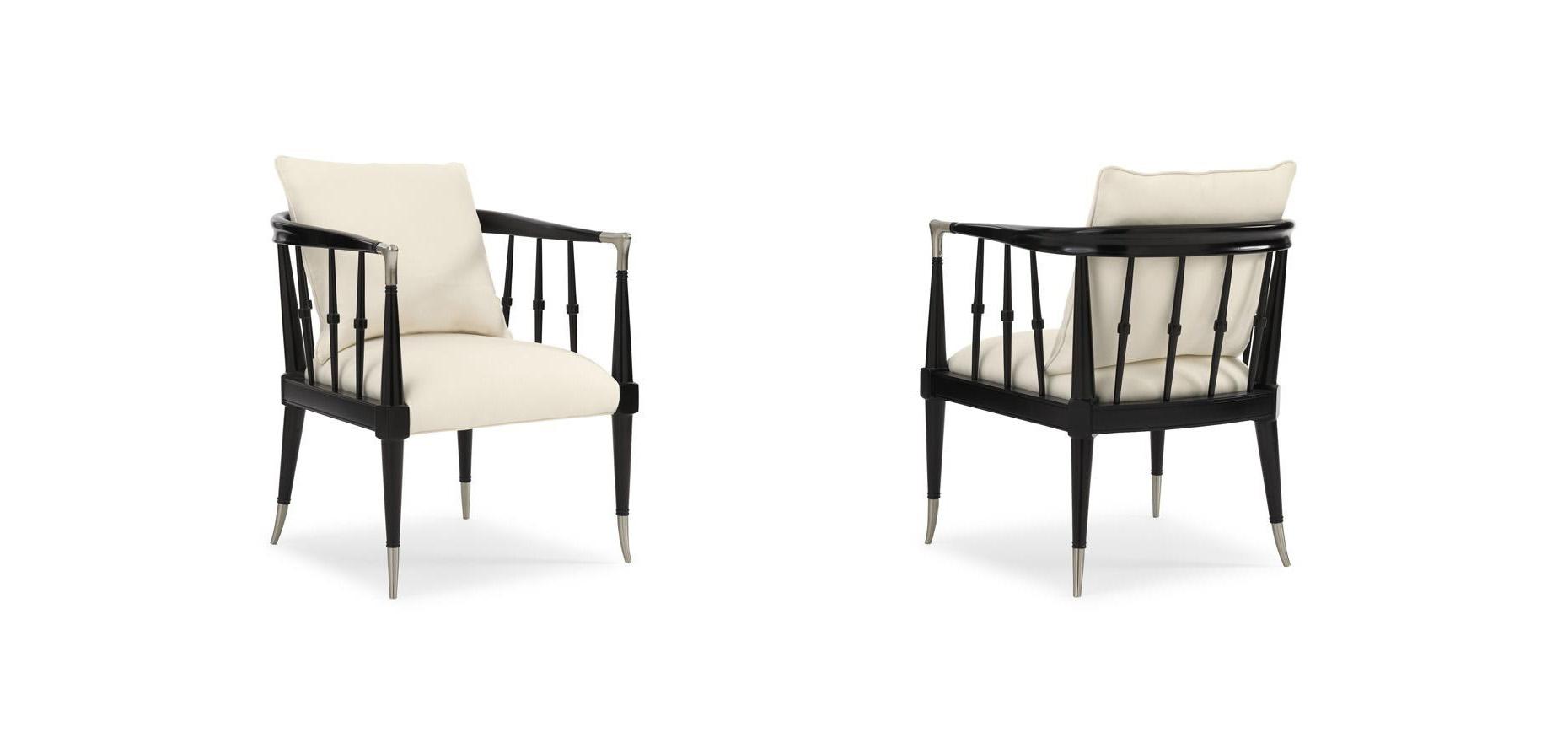 

    
White Upholstery Tuxedo Black Finish Accent Chair Set 2Pcs BLACK BEAUTY by Caracole
