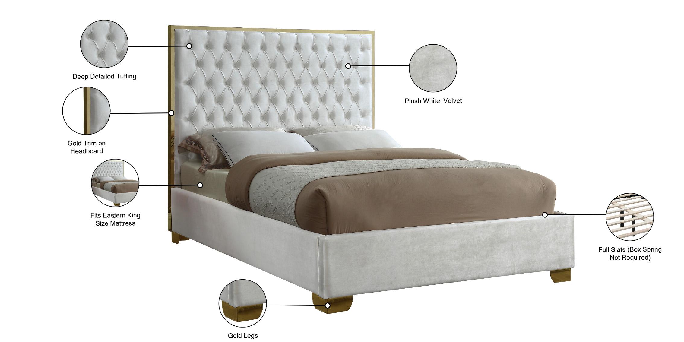 

        
Meridian Furniture LanaWhite-K Platform Bed White Velvet 647899953934
