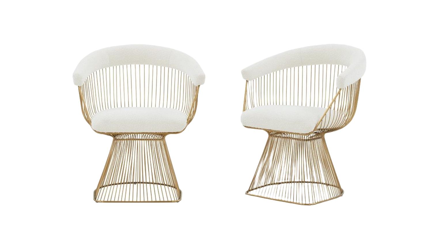Contemporary, Modern Dining Chair Set Chandler VGRH-AC-258-WG-DC-2pcs in White, Gold 