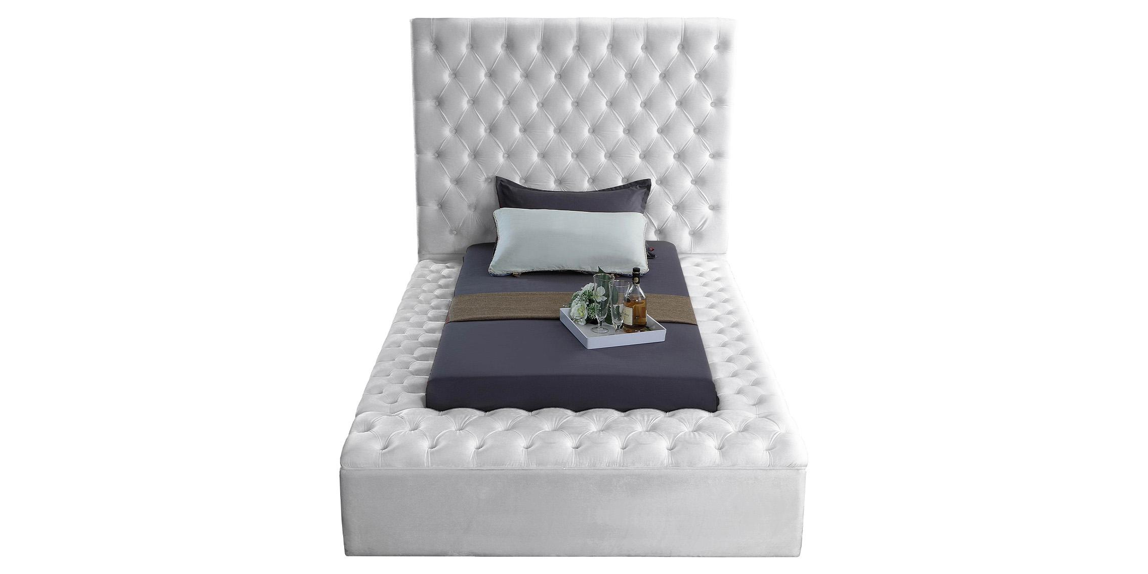 

        
704831402094White Velvet Tufted Storage Twin Bed BLISS Meridian Contemporary Modern
