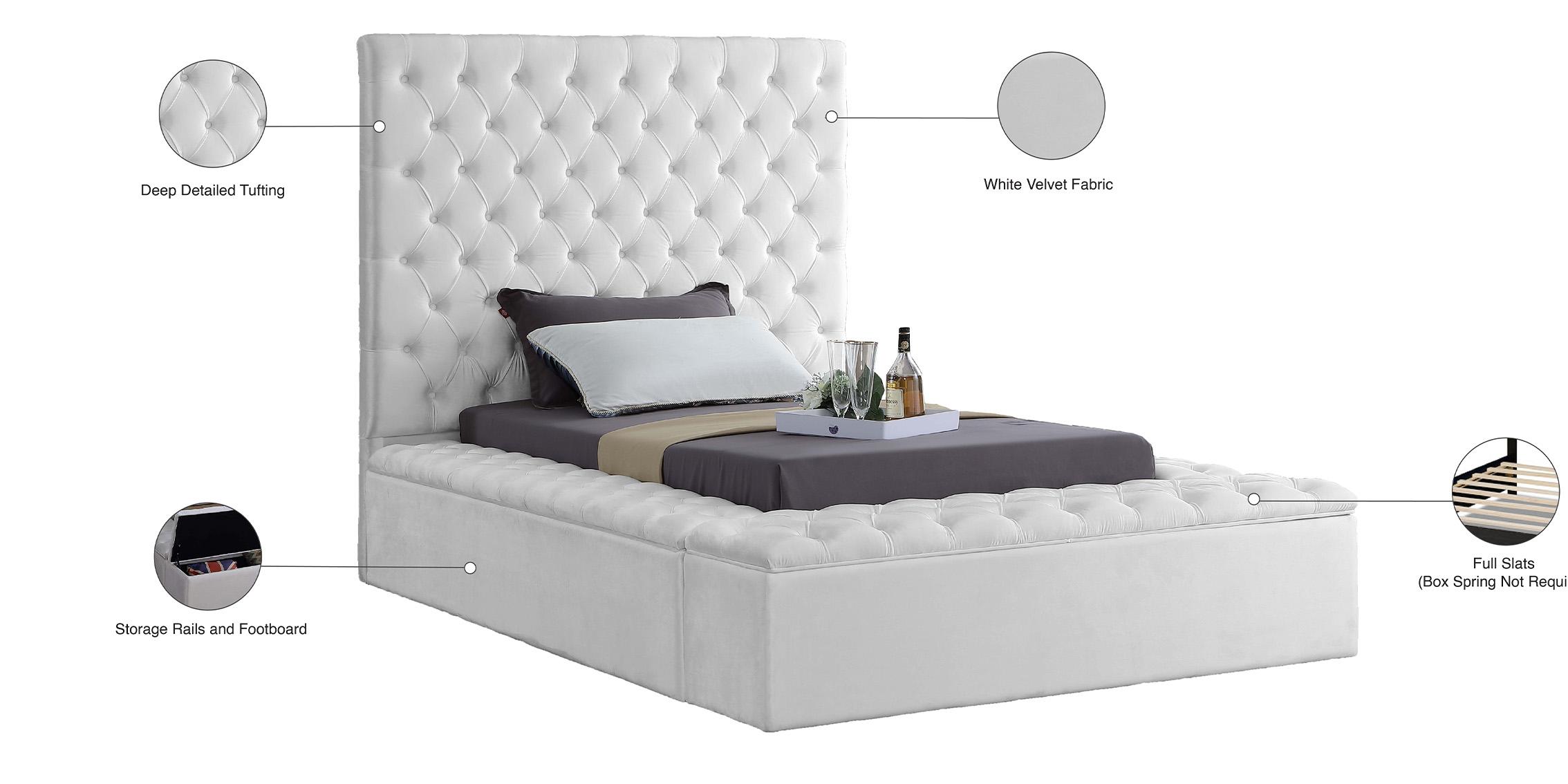 

    
 Order  White Velvet Tufted Storage Twin Bed BLISS Meridian Contemporary Modern
