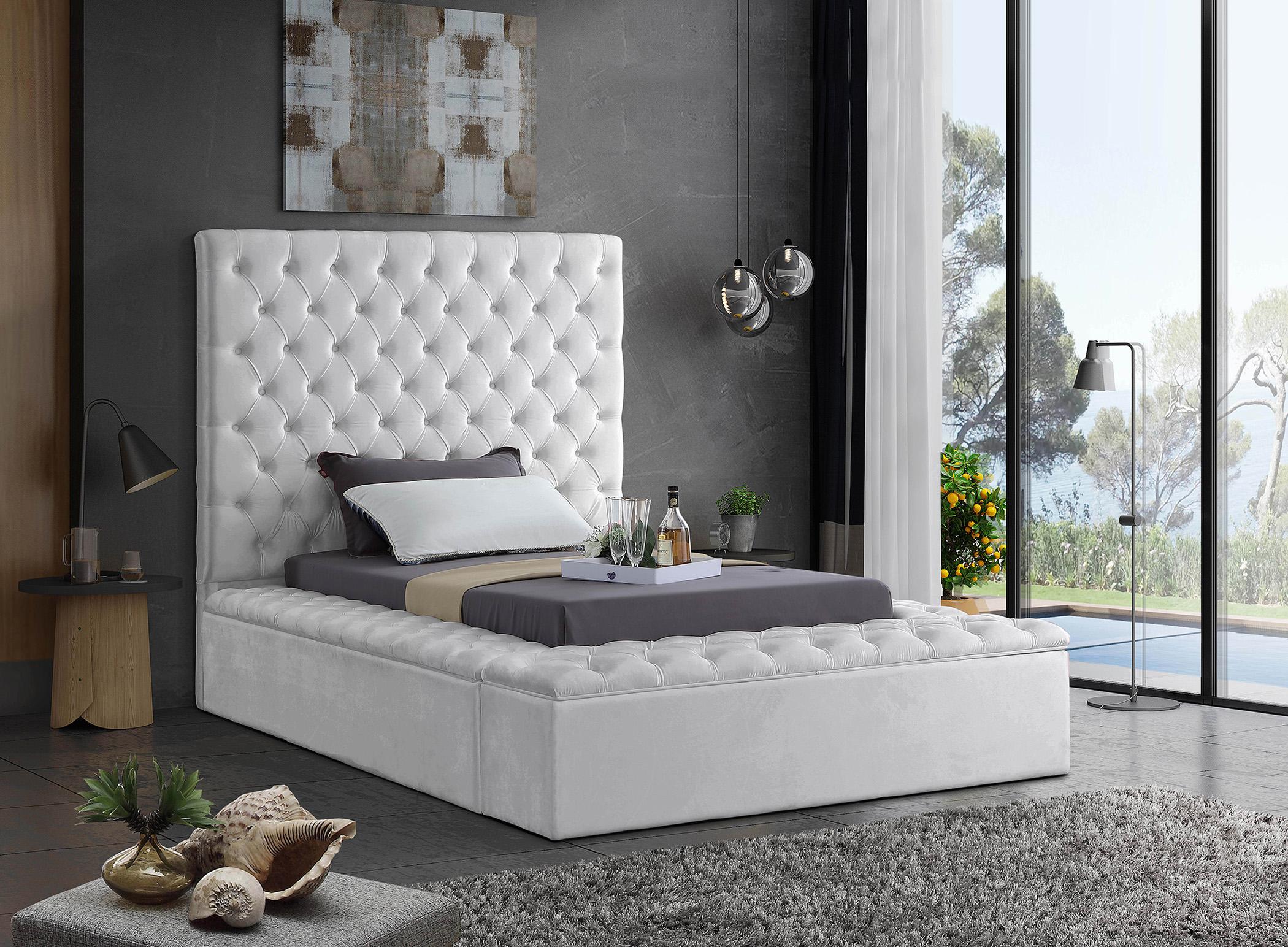 

    
White Velvet Tufted Storage Twin Bed BLISS Meridian Contemporary Modern
