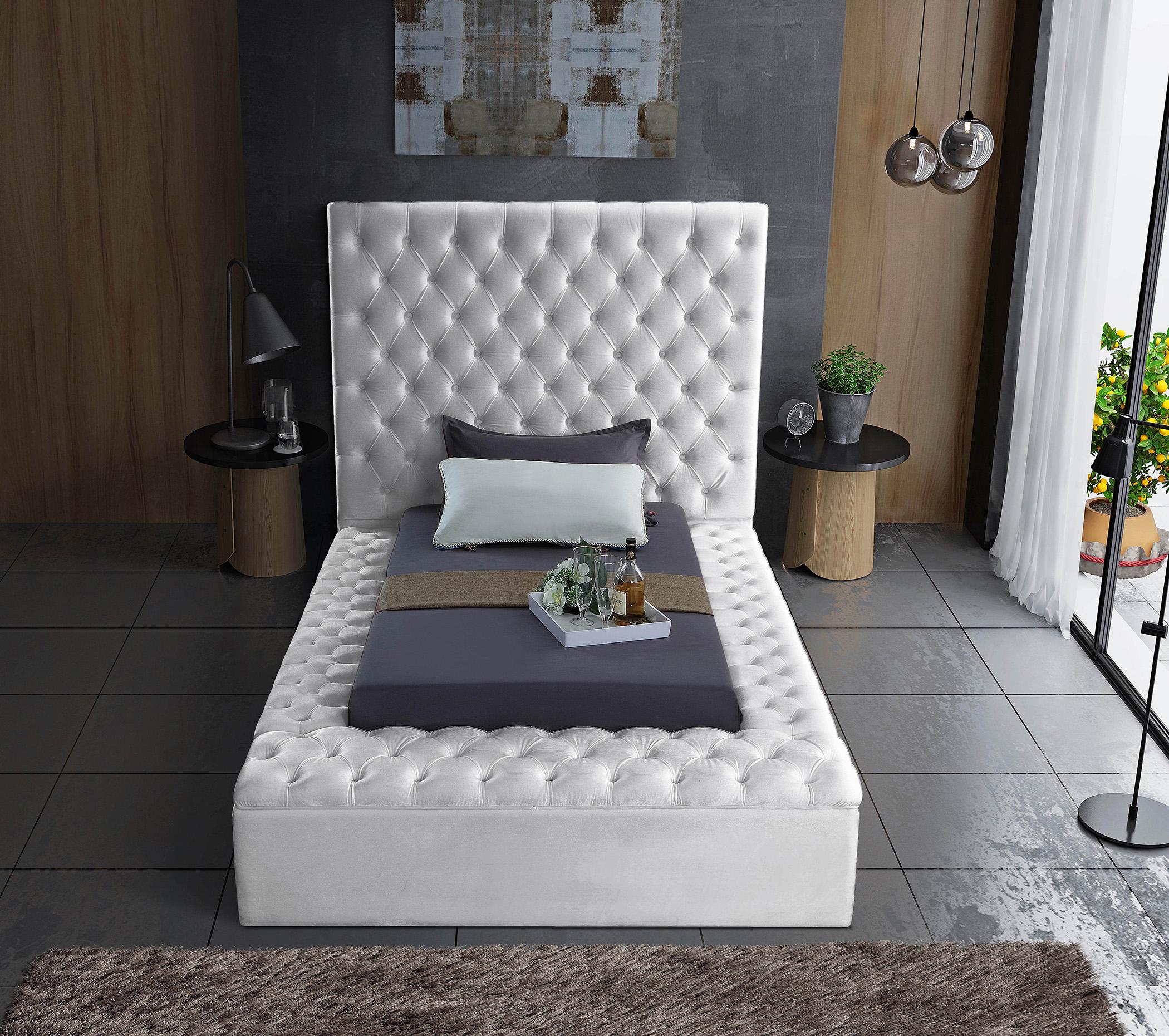 

    
BlissWhite-T White Velvet Tufted Storage Twin Bed BLISS Meridian Contemporary Modern
