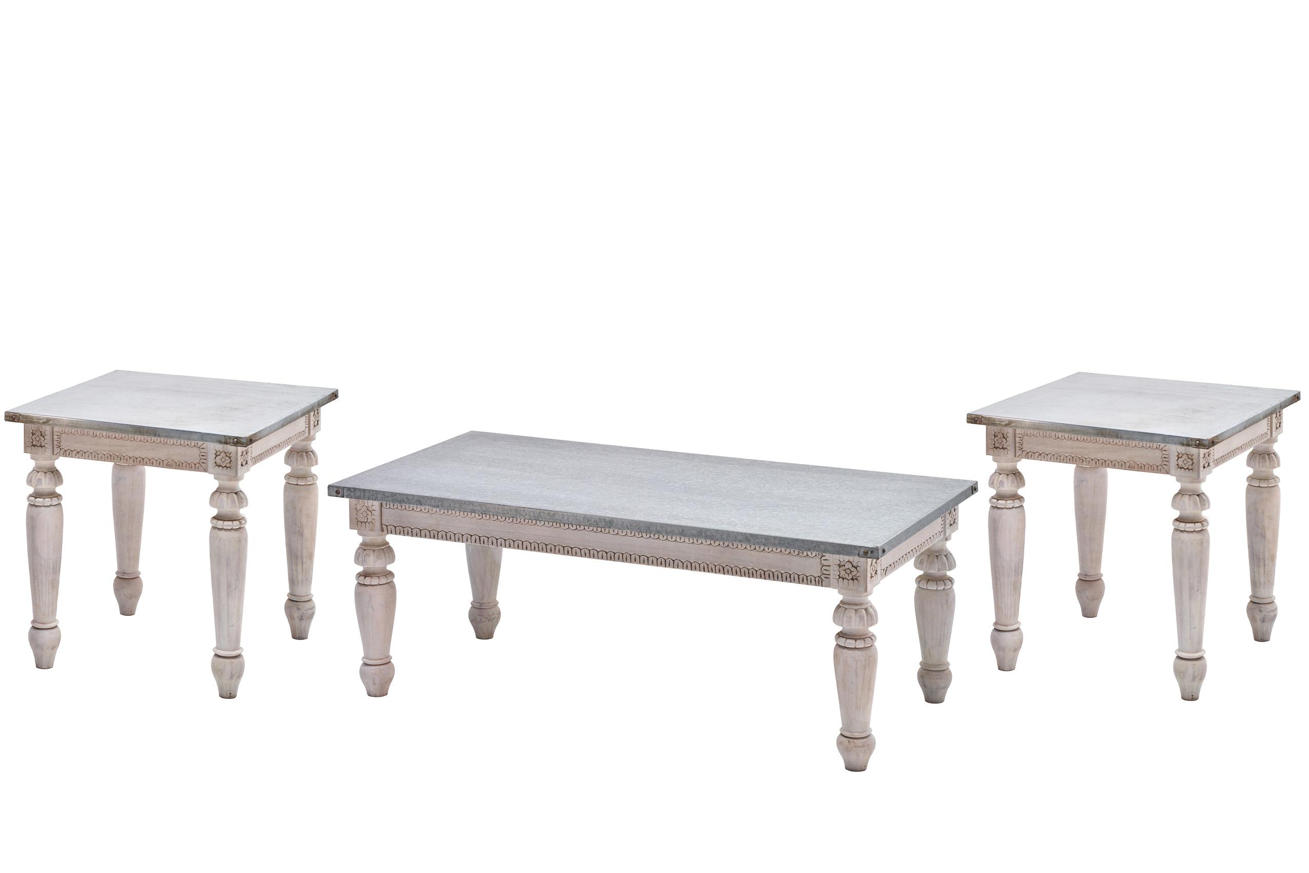 Modern, Classic Coffee Table Set SS-10566 SS-10568 SS-10566-Set-3 in Antique White 
