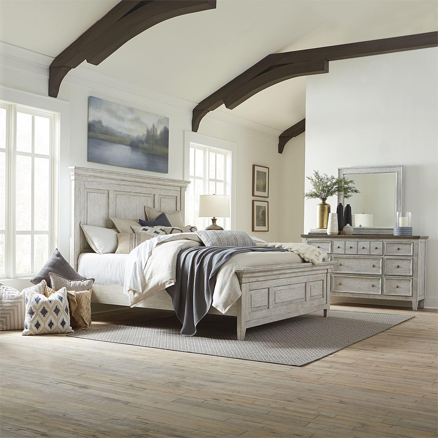 

    
Antique White Finish CAL King Panel Bed Set 3Pcs Heartland 824-BR Liberty Furniture
