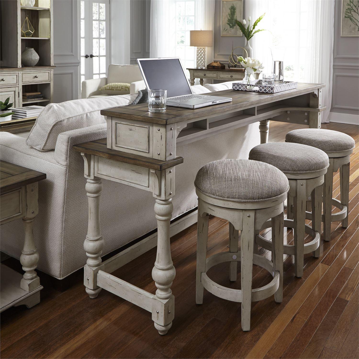 

    
Antique White Finish Counter Table Set 4 Pcs Morgan Creek (498-OT) Liberty Furniture
