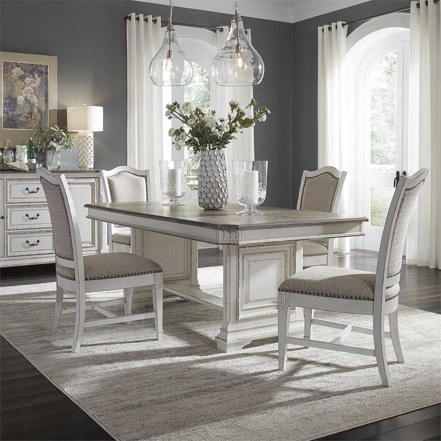 Traditional Dining Room Set Abbey Park 520-DR-5TRS 520-DR-5TRS in White Linen