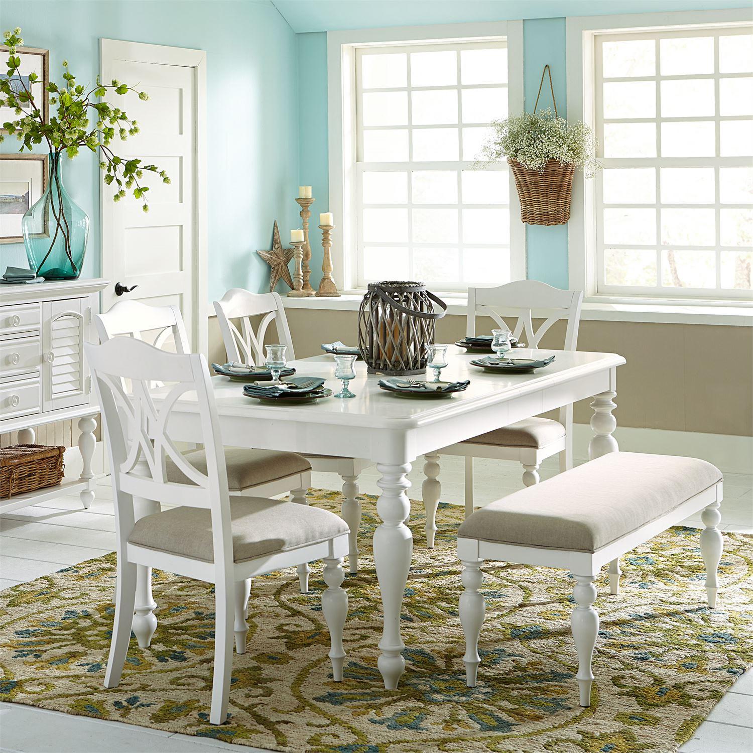 

    
Oyster White Finish Wood Dining Room Set 6 Pcs Summer House (607-CD) Liberty Furniture
